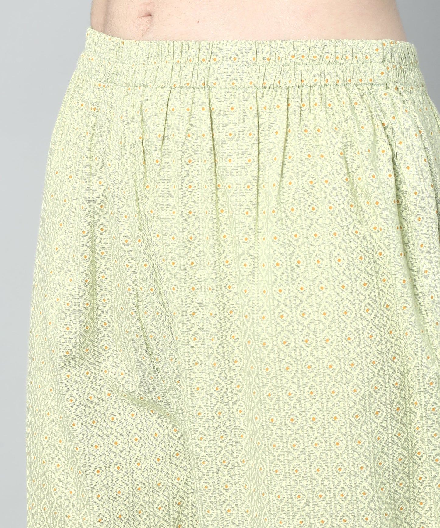 Printed Cotton Rayon Patiala Set, Light Green