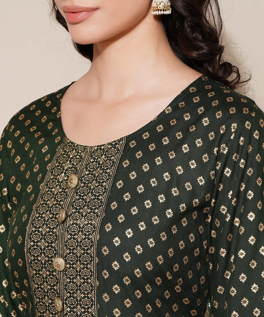 Anushil Anarkali Kurta Set with Dupatta Green