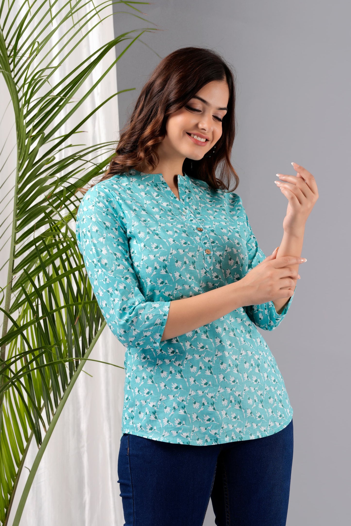 Women's Kurti & Tops| Stylish, Latest Cotton Kurti, Top Collection(Blue)