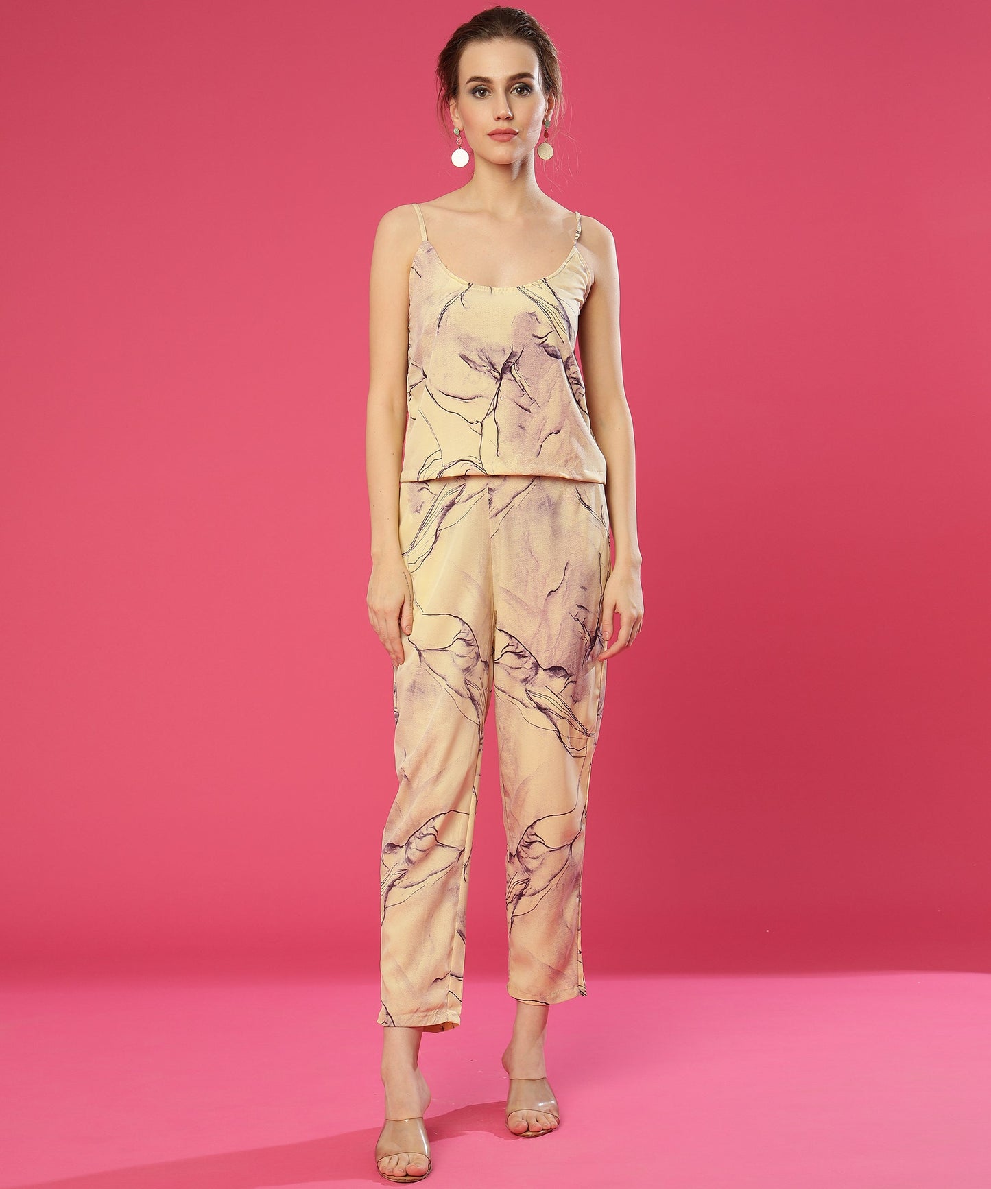 ANUSHIL Stylish Co-ord Set for Women - Printed Crop Top with Pants and Blazer, 3peice Co-ord Set for Casual Wear (Purple)