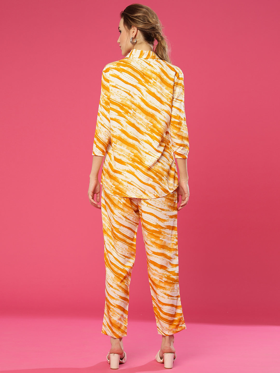 ANUSHIL Women's Co-ord Set | Effortless Elegance in Matching Top and Bottom | Printed Co-ord Set, Casual Wear, Outfit (Yellow)