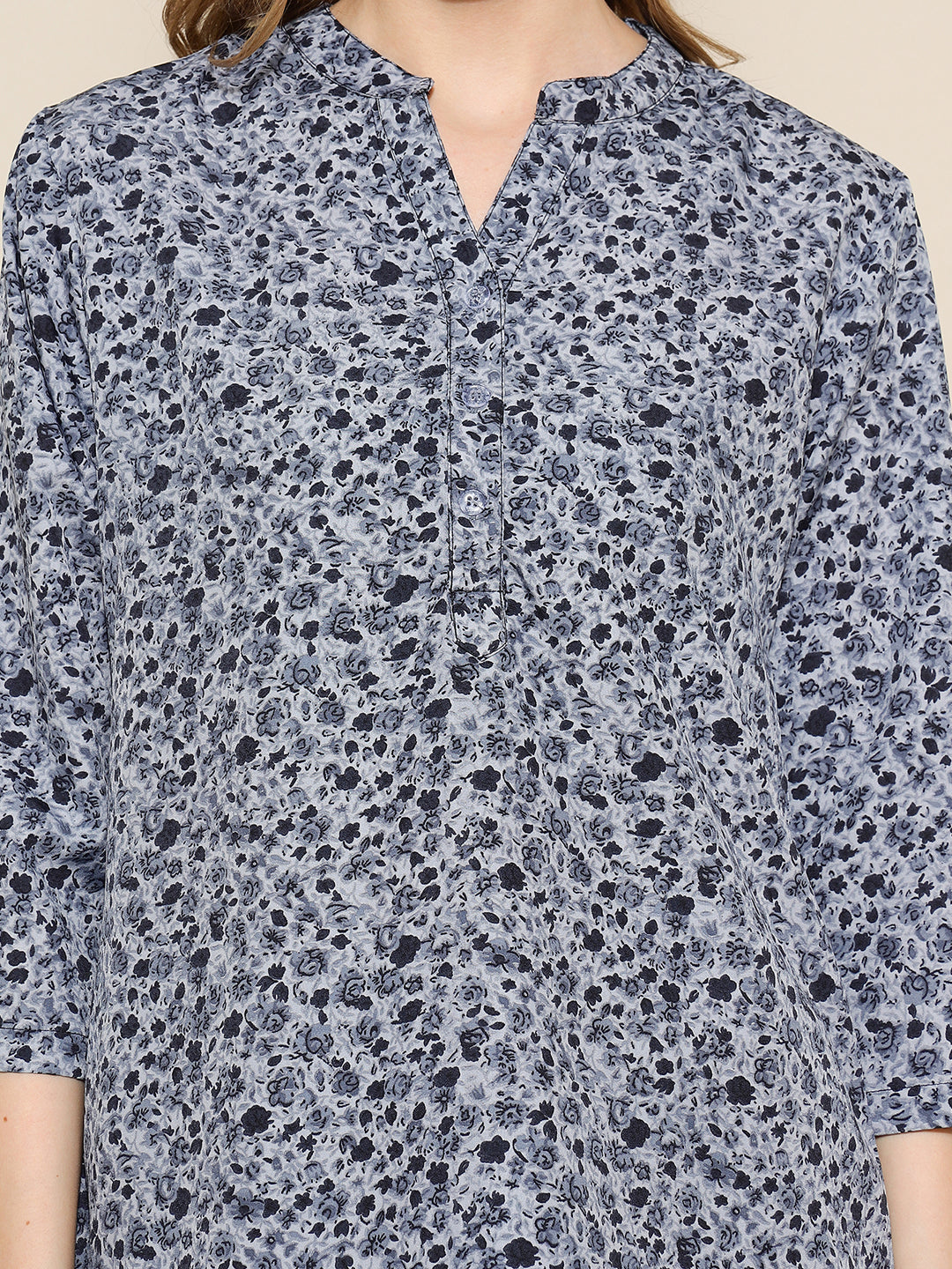 ANUSHIL Women's Short Kurti: Contemporary Comfort and Style, Relaxed Fit - Plus Size, Floral Printed (Grey)