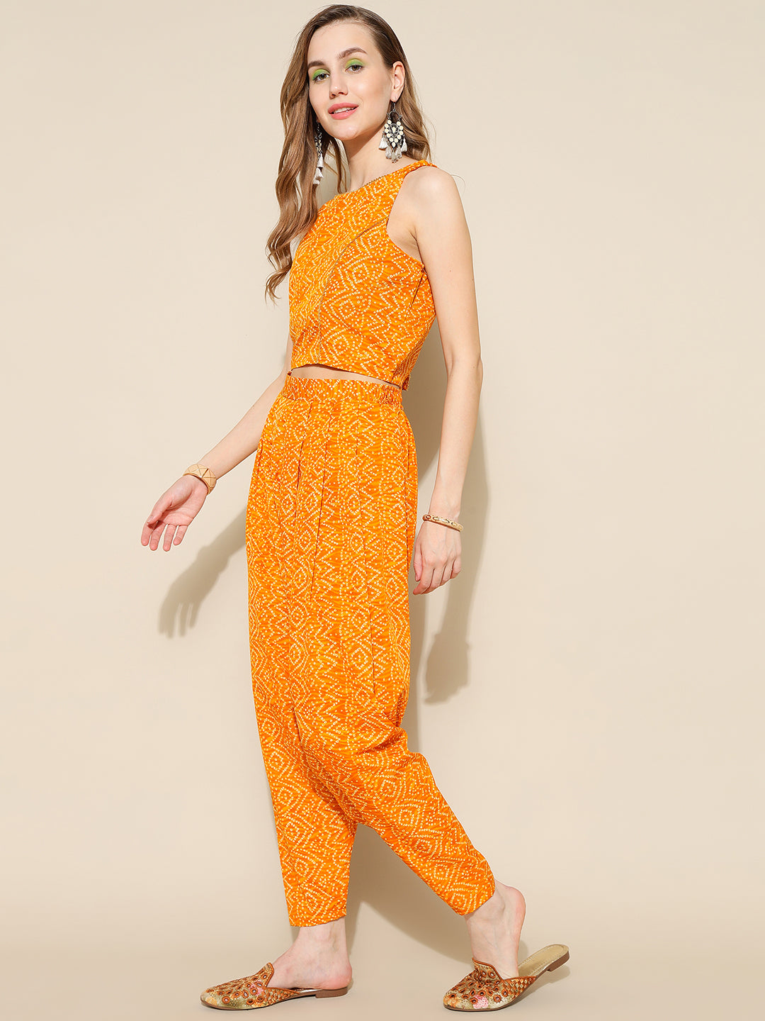 ANUSHIL Elegant Chundri Co-ord Set for Women - Perfect Ethnic Ensemble - Trendy Two-Piece Outfits(Yellow)