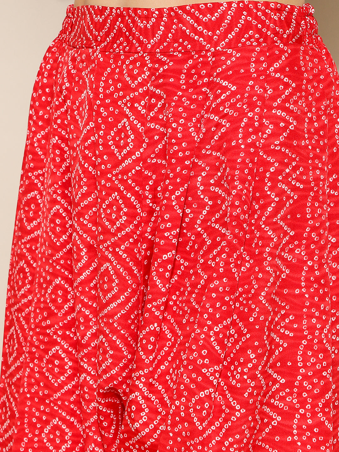 ANUSHIL Elegant Chundri Co-ord Set for Women - Perfect Ethnic Ensemble - Trendy Two-Piece Outfits(Red)