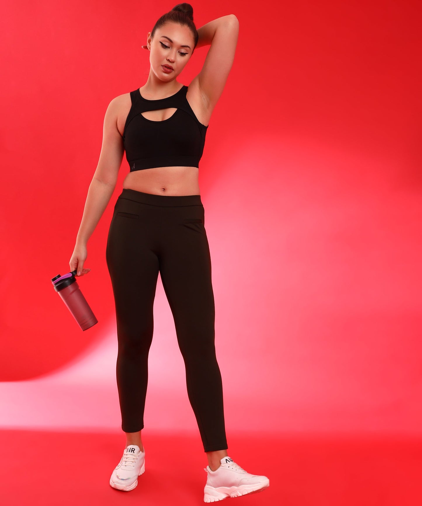 Women Solid Cotton 4 Way Stretchable Non Wired Racer Back Sports Bra with Buckle