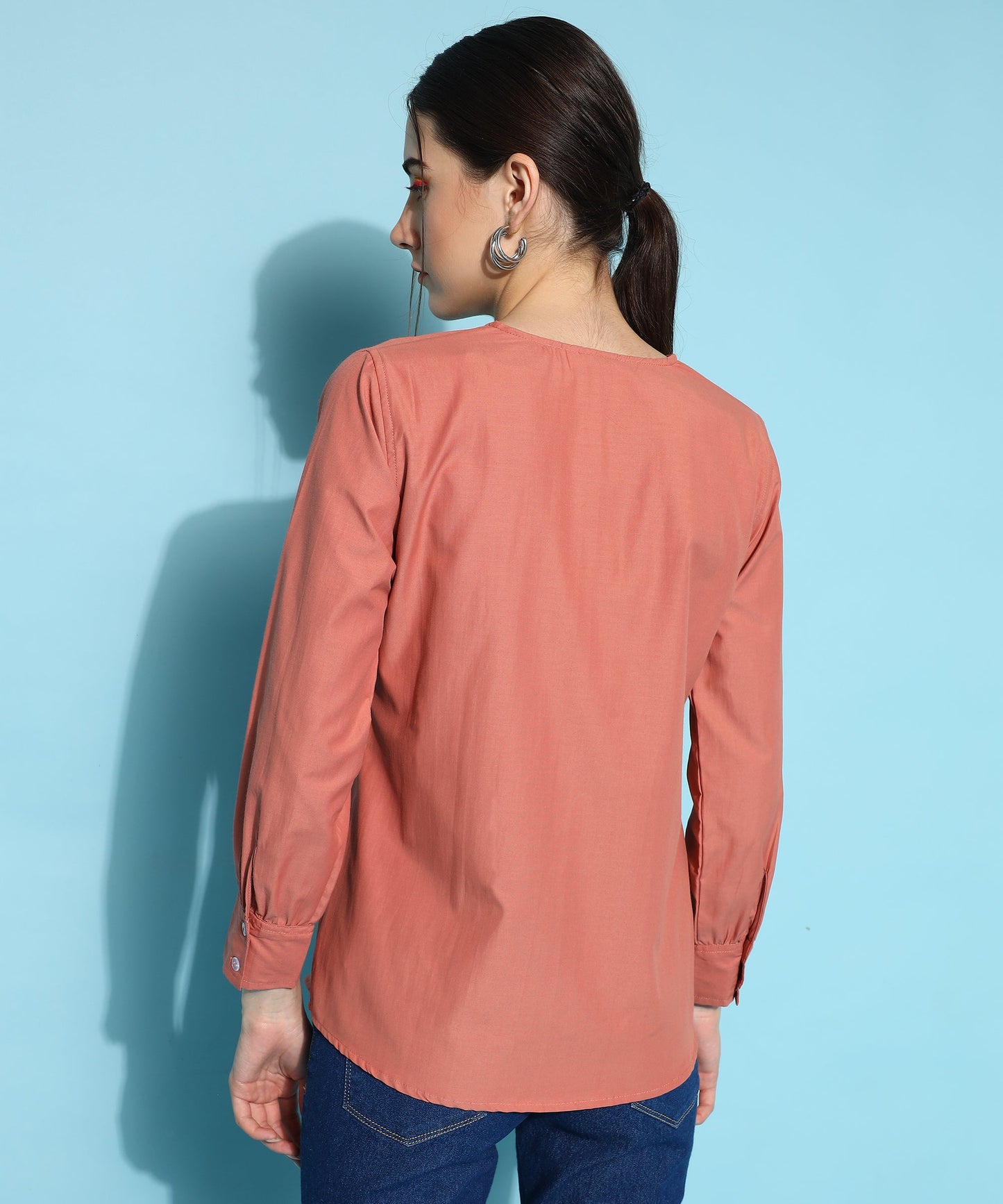 ANUSHIL Women's Formal Shirts Collection: Blue Cotton, Regular Fit, Full Sleeves - Perfect for Office