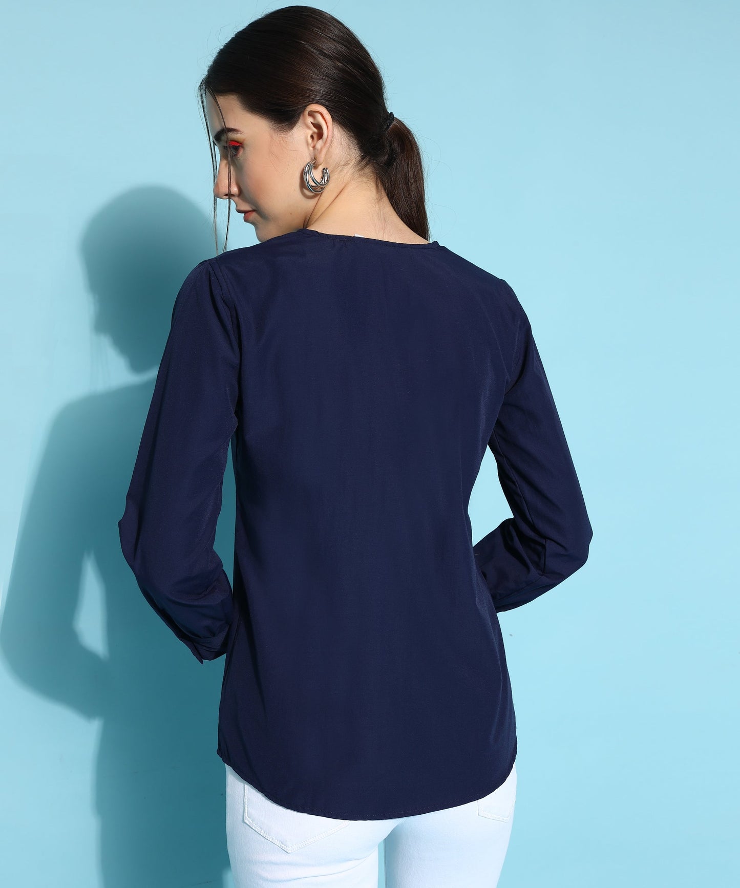 ANUSHIL Women's Formal Shirts Collection: Blue Cotton, Regular Fit, Full Sleeves - Perfect for Office