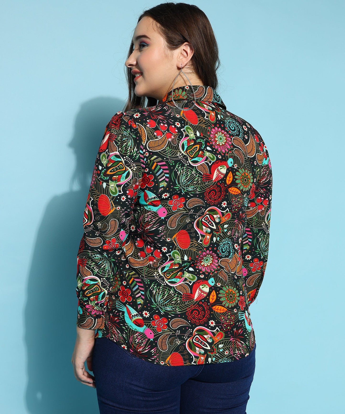 ANUSHIL Printed Women's Casual Shirt - Stylish Floral Print, Regular Fit, and Comfortable Cotton Fabric with Puff Sleeves