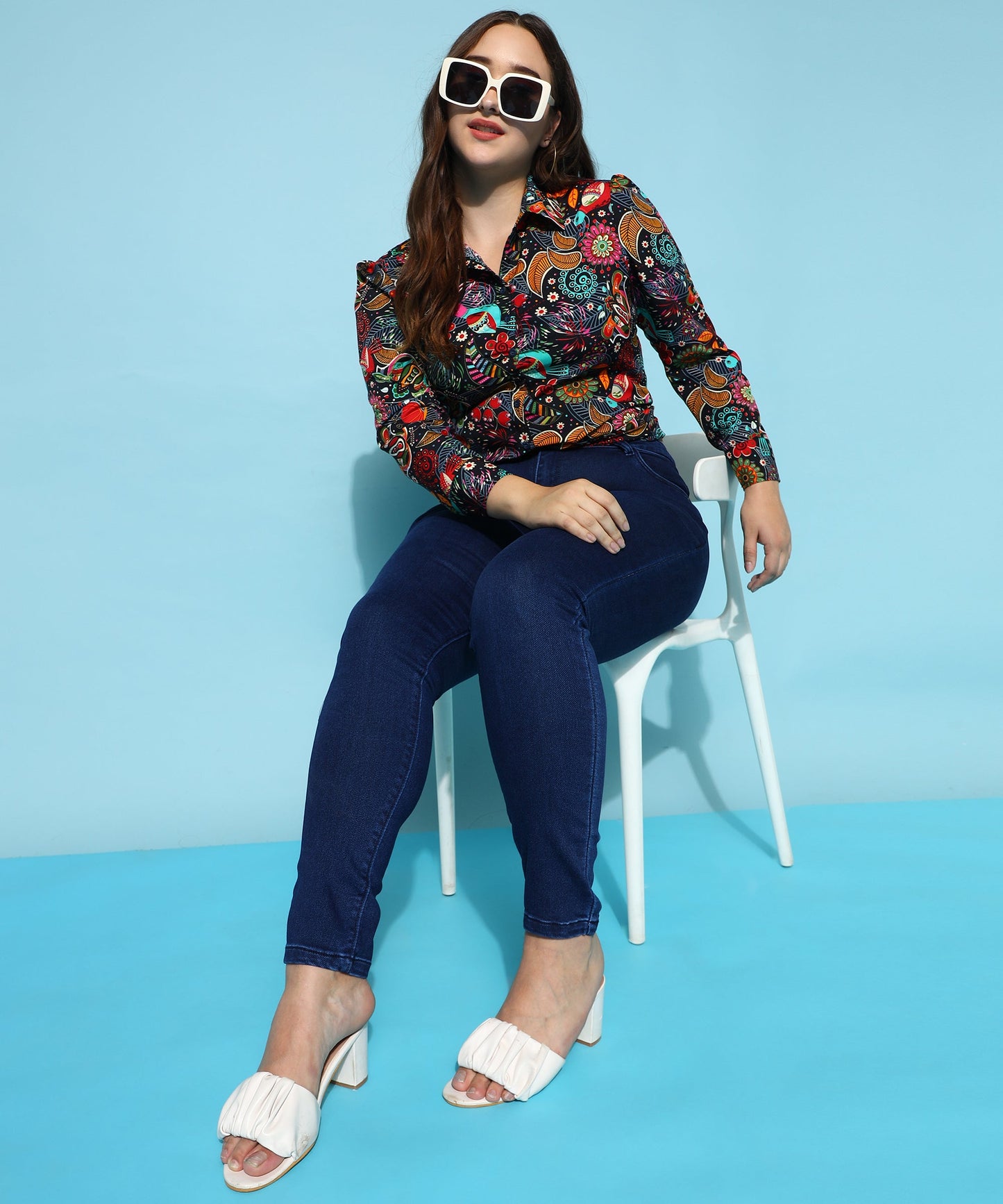 ANUSHIL Printed Women's Casual Shirt - Stylish Floral Print, Regular Fit, and Comfortable Cotton Fabric with Puff Sleeves