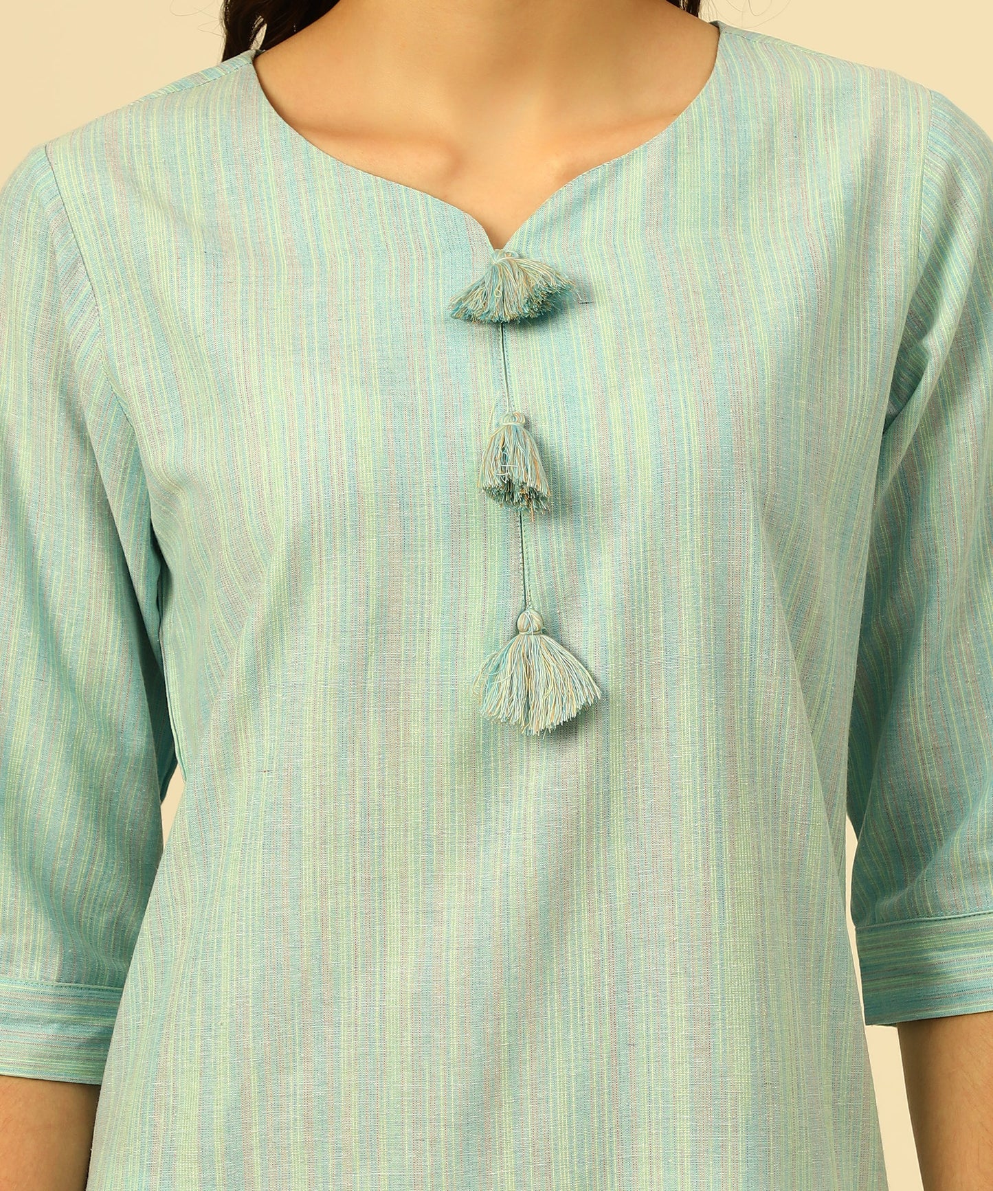 Cotton Self Weaved Multi Colour Kurta Design, Blue