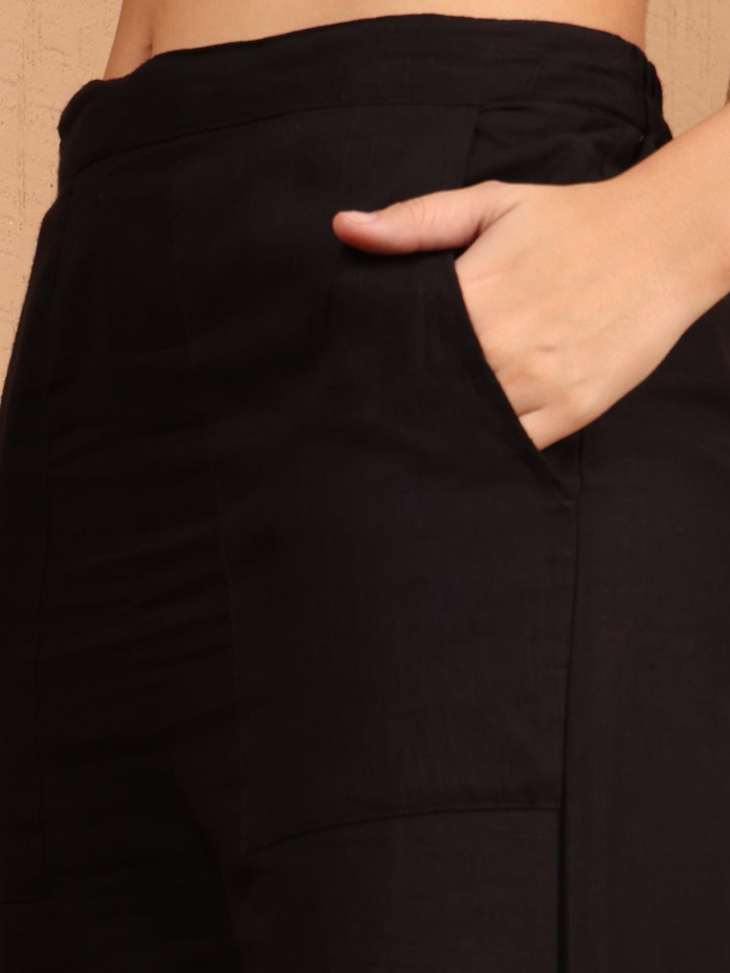 Women's Cotton Co-ord Set | Embroidery Kurta & Wide-Leg Pants | Stylish Ethnic Wear for Women | Casual & Festive Outfit | Summer Wear | Comfortable & Breathable Fabric(Black)