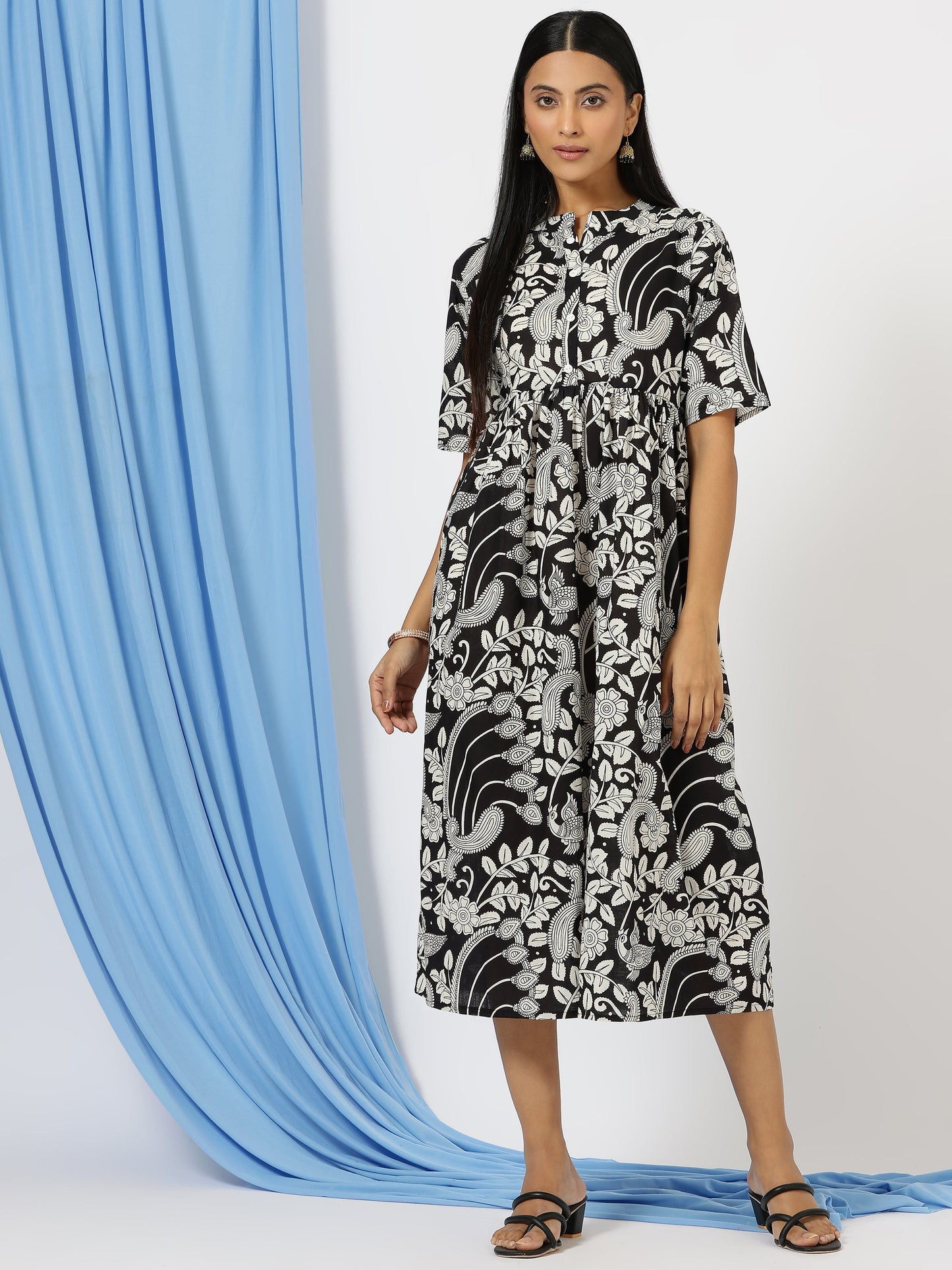 Printed Long Kurti Dress for Women - A-Line Dress, One Piece Outfit