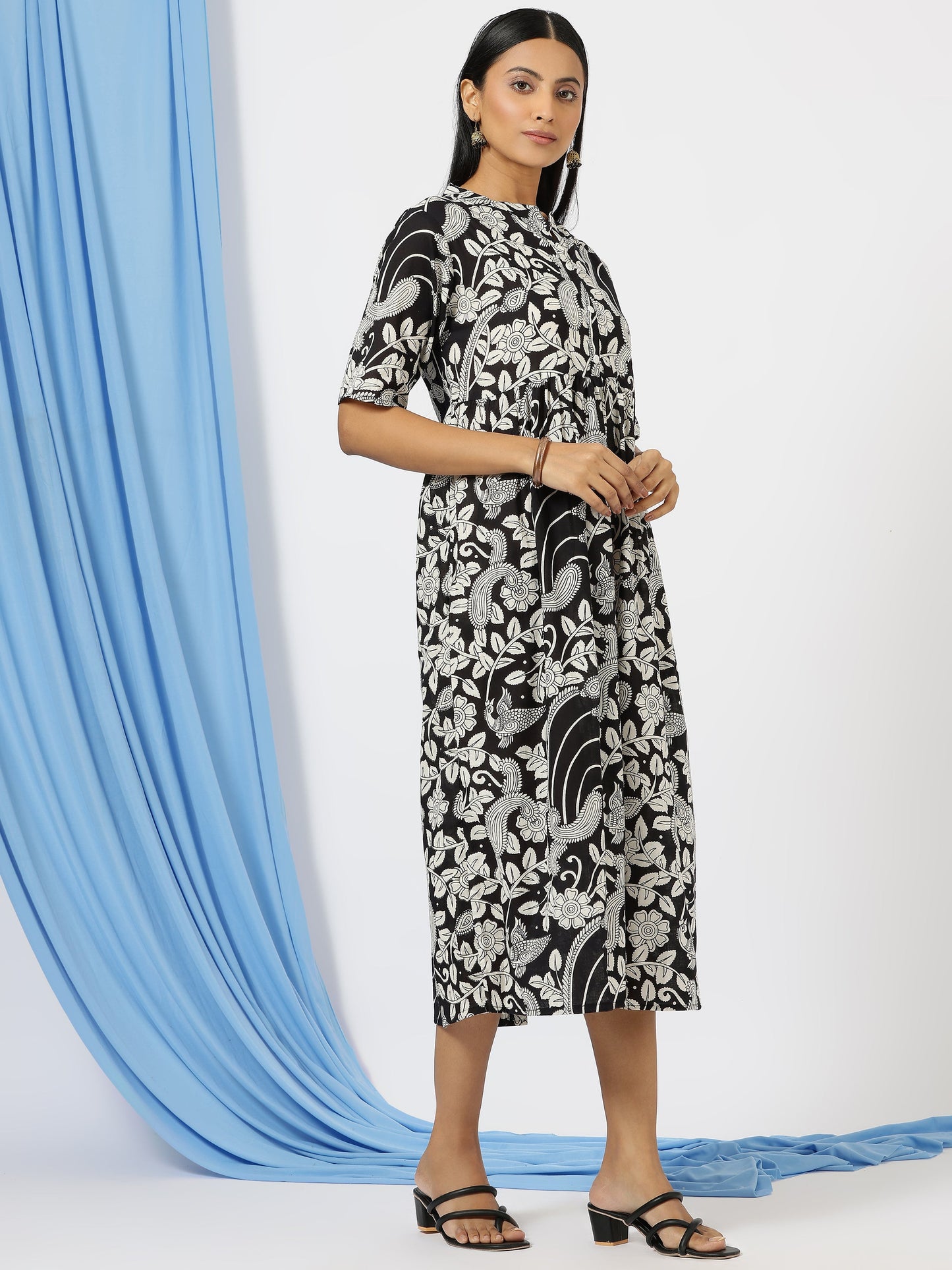 Printed Long Kurti Dress for Women - A-Line Dress, One Piece Outfit