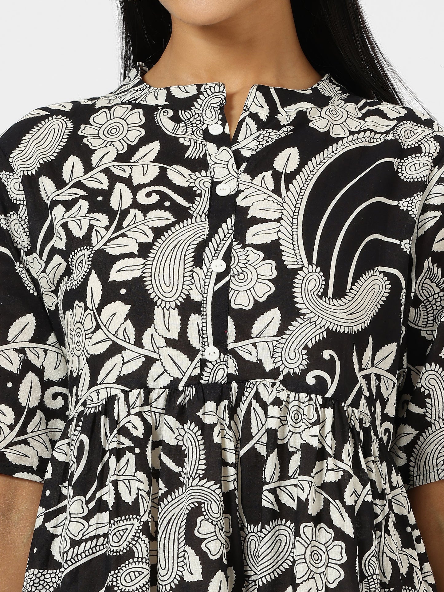 Printed Long Kurti Dress for Women - A-Line Dress, One Piece Outfit