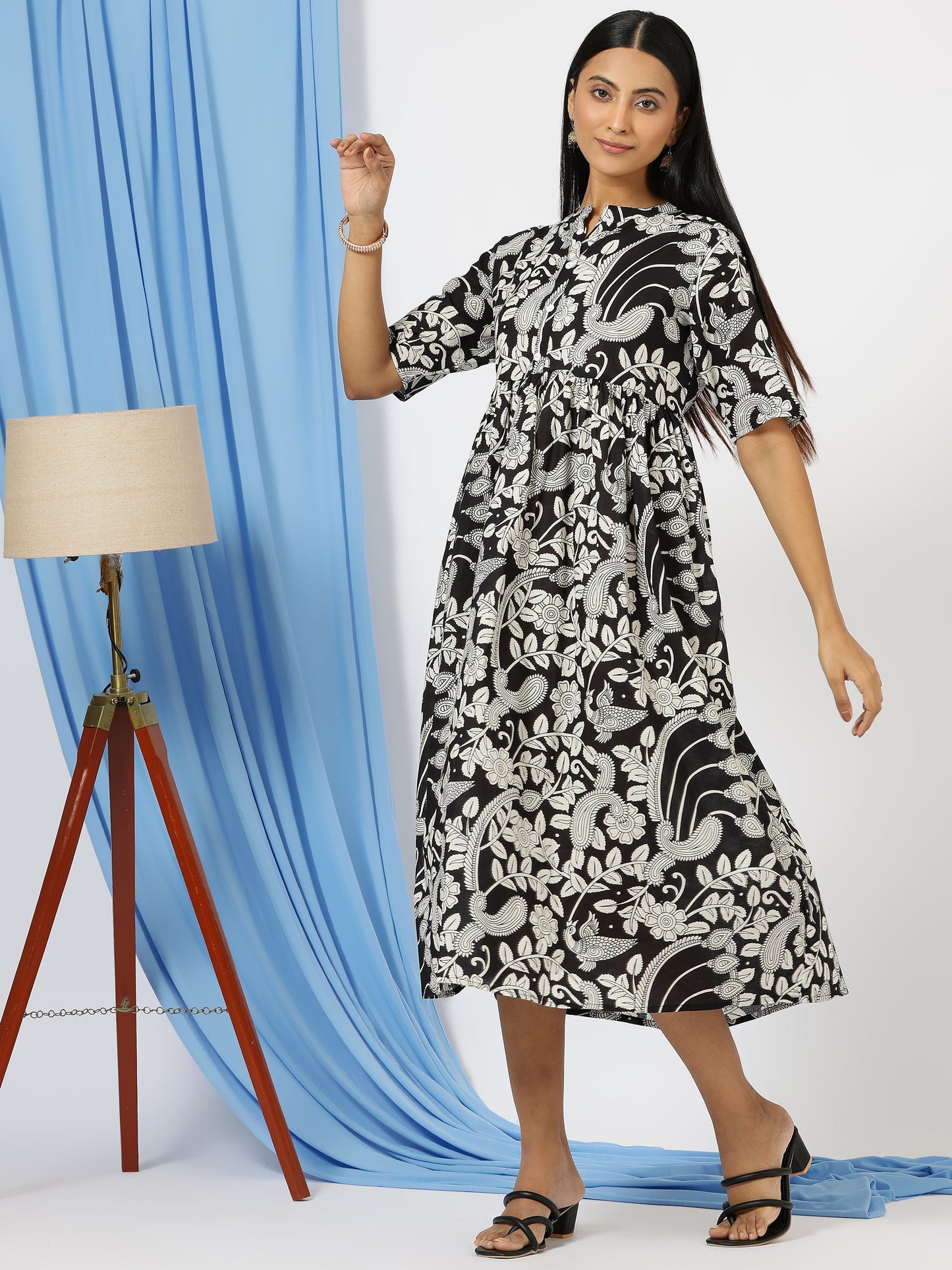 Printed Long Kurti Dress for Women - A-Line Dress, One Piece Outfit