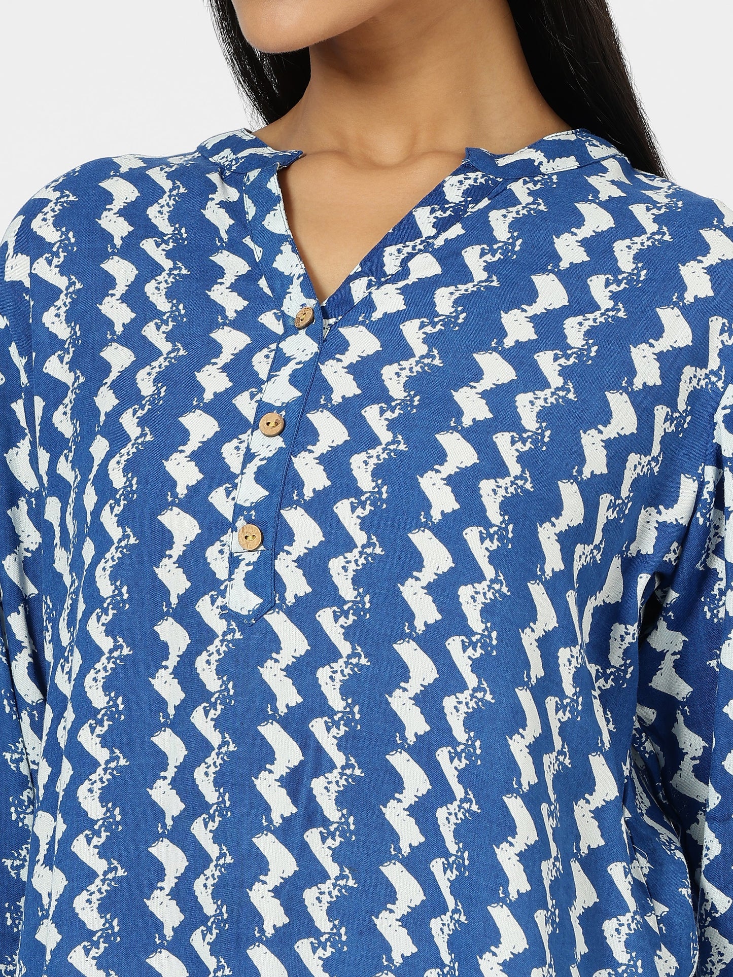 Women's Kurti & Tops| Stylish, Latest Cotton Kurti, Top Collection(Blue Lehriya)