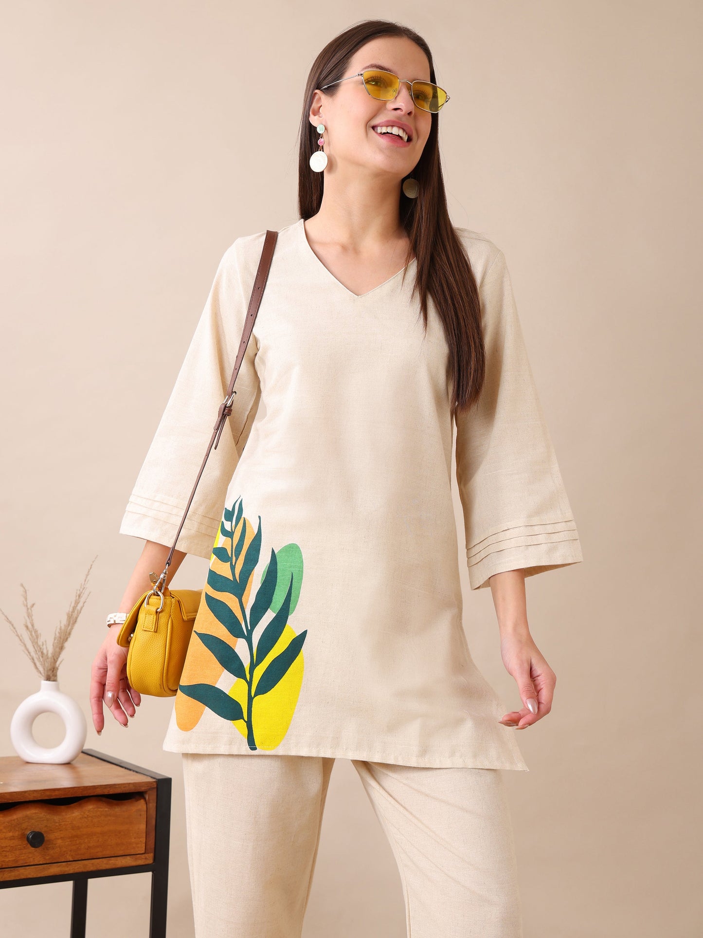 Women's Cotton Co-ord Set | Embroidery Kurta & Wide-Leg Pants | Stylish Ethnic Wear for Women | Casual & Festive Outfit | Summer Wear | Comfortable & Breathable Fabric(Green)