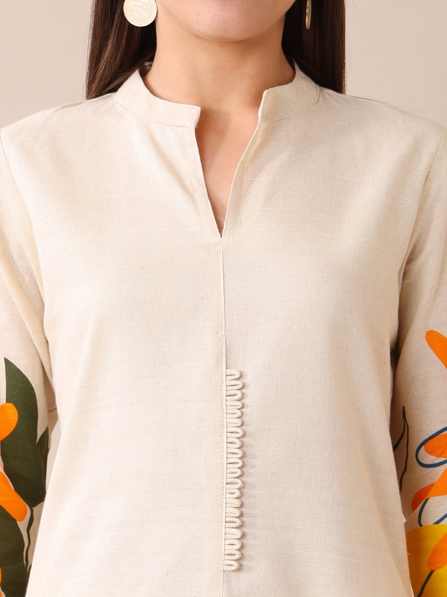 Women's Cotton Co-ord Set | Embroidery Kurta & Wide-Leg Pants | Stylish Ethnic Wear for Women | Casual & Festive Outfit | Summer Wear | Comfortable & Breathable Fabric(Orange)