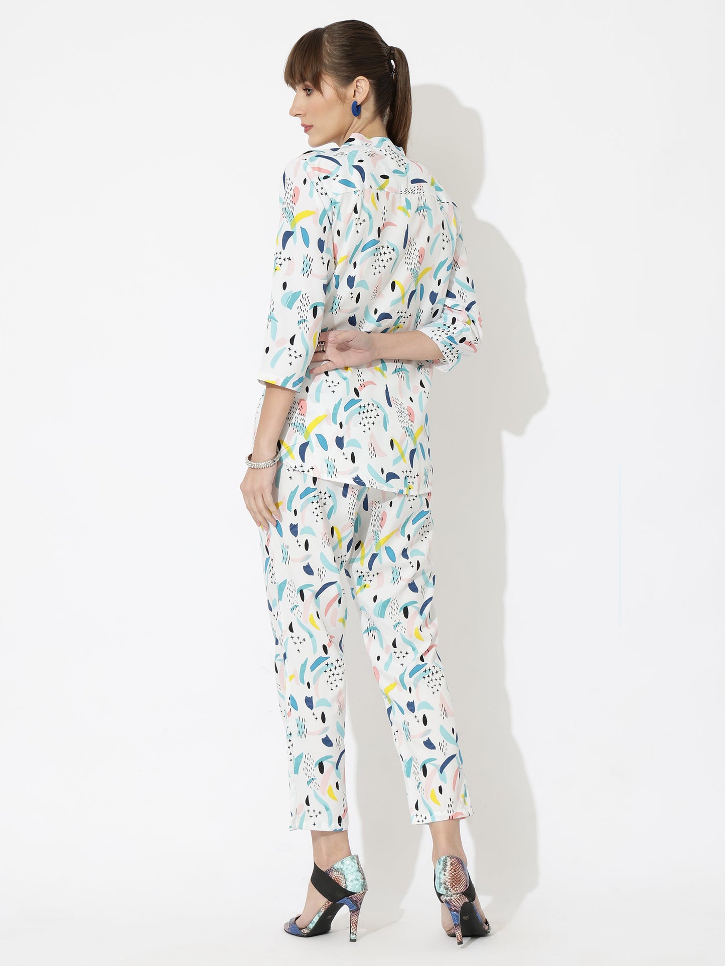 Printed Co-Ord Set for Women - Stylish & Comfortable, Latest Fashion Two-Piece Outfit(White)