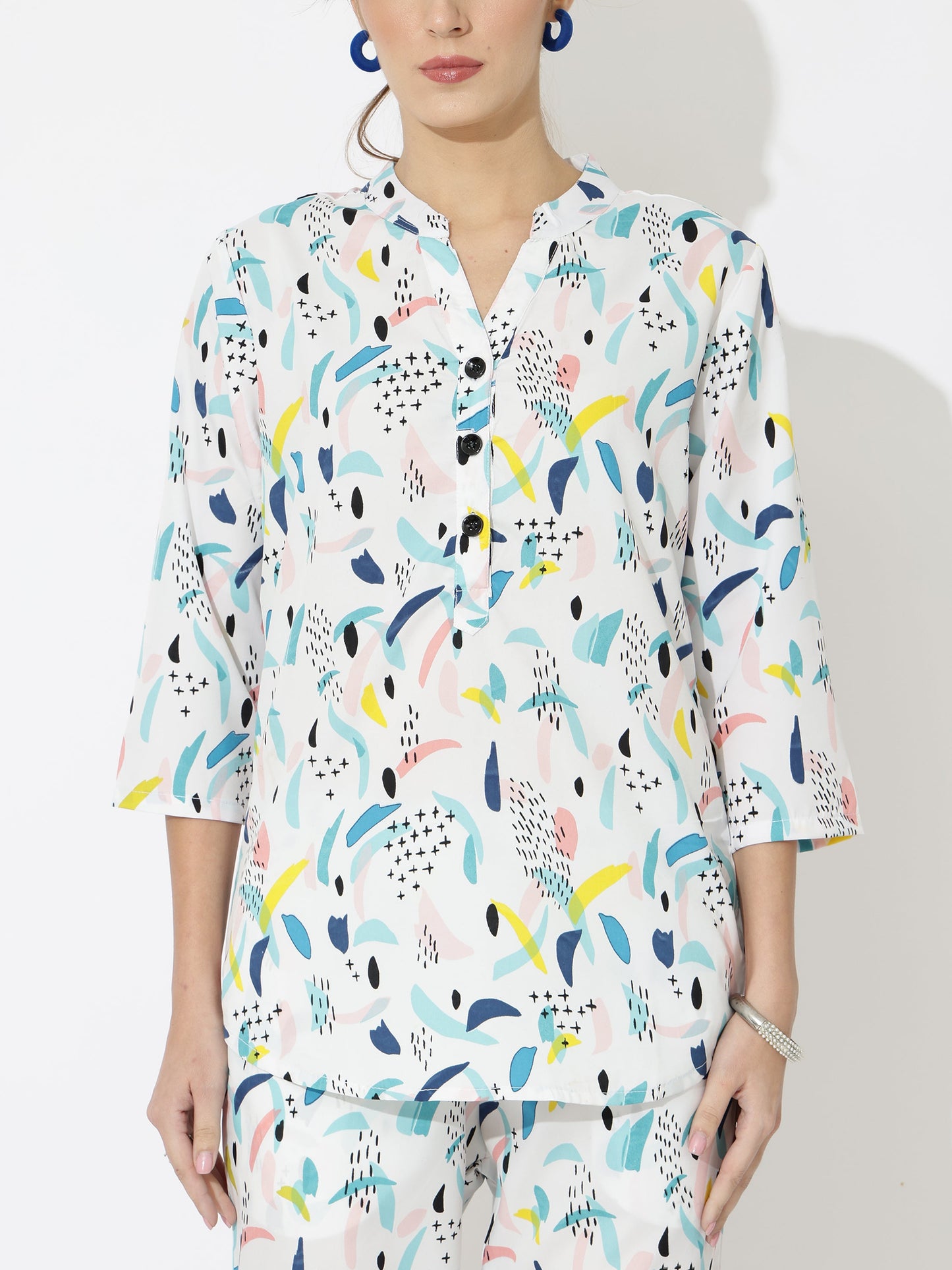 Printed Co-Ord Set for Women - Stylish & Comfortable, Latest Fashion Two-Piece Outfit(White)