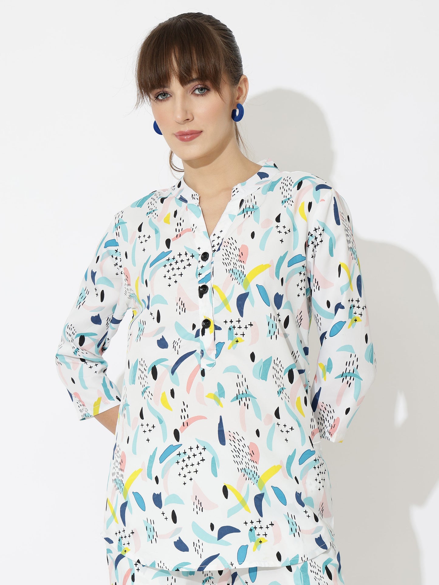 Printed Co-Ord Set for Women - Stylish & Comfortable, Latest Fashion Two-Piece Outfit(White)