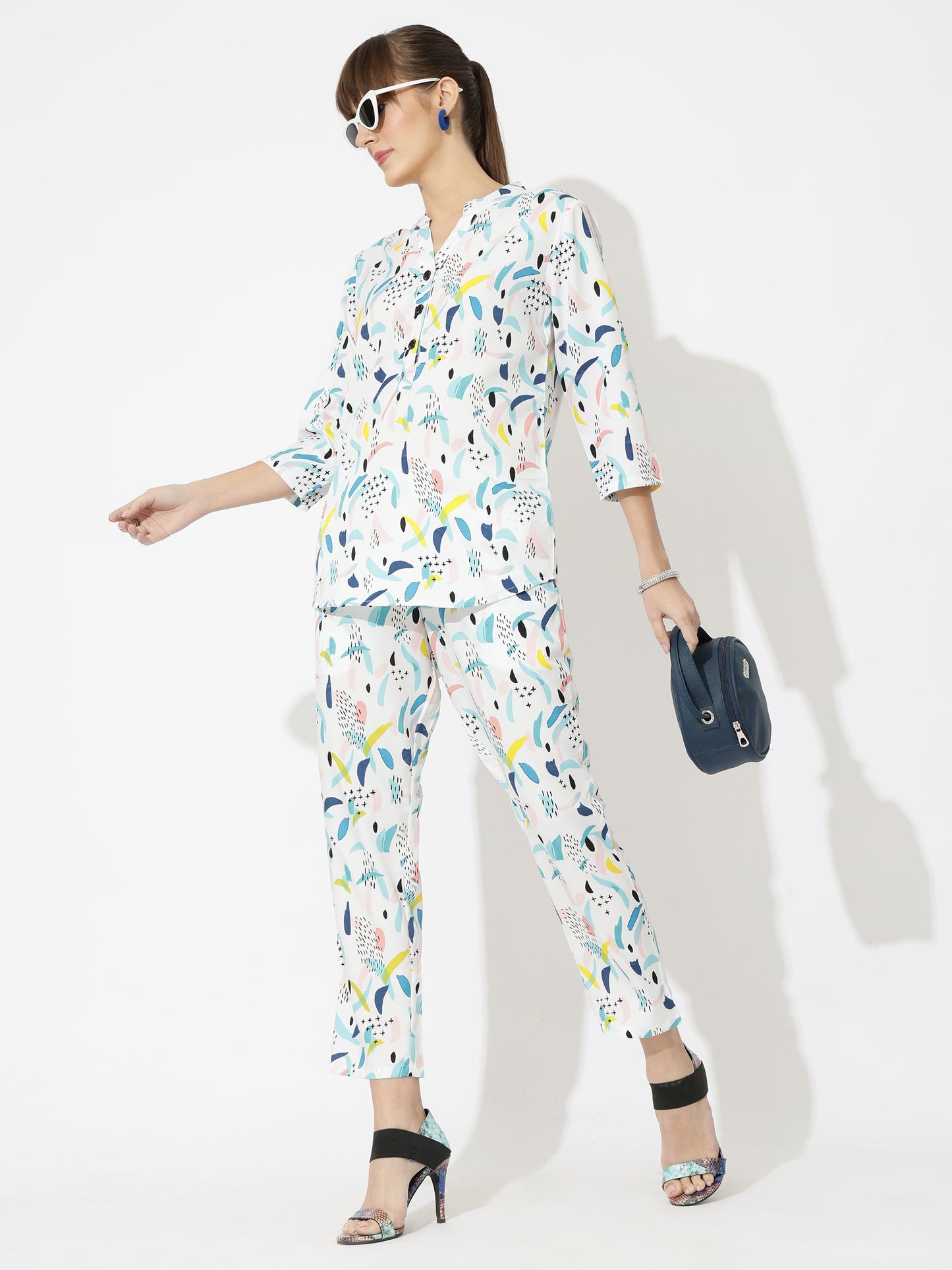 Printed Co-Ord Set for Women - Stylish & Comfortable, Latest Fashion Two-Piece Outfit(White)