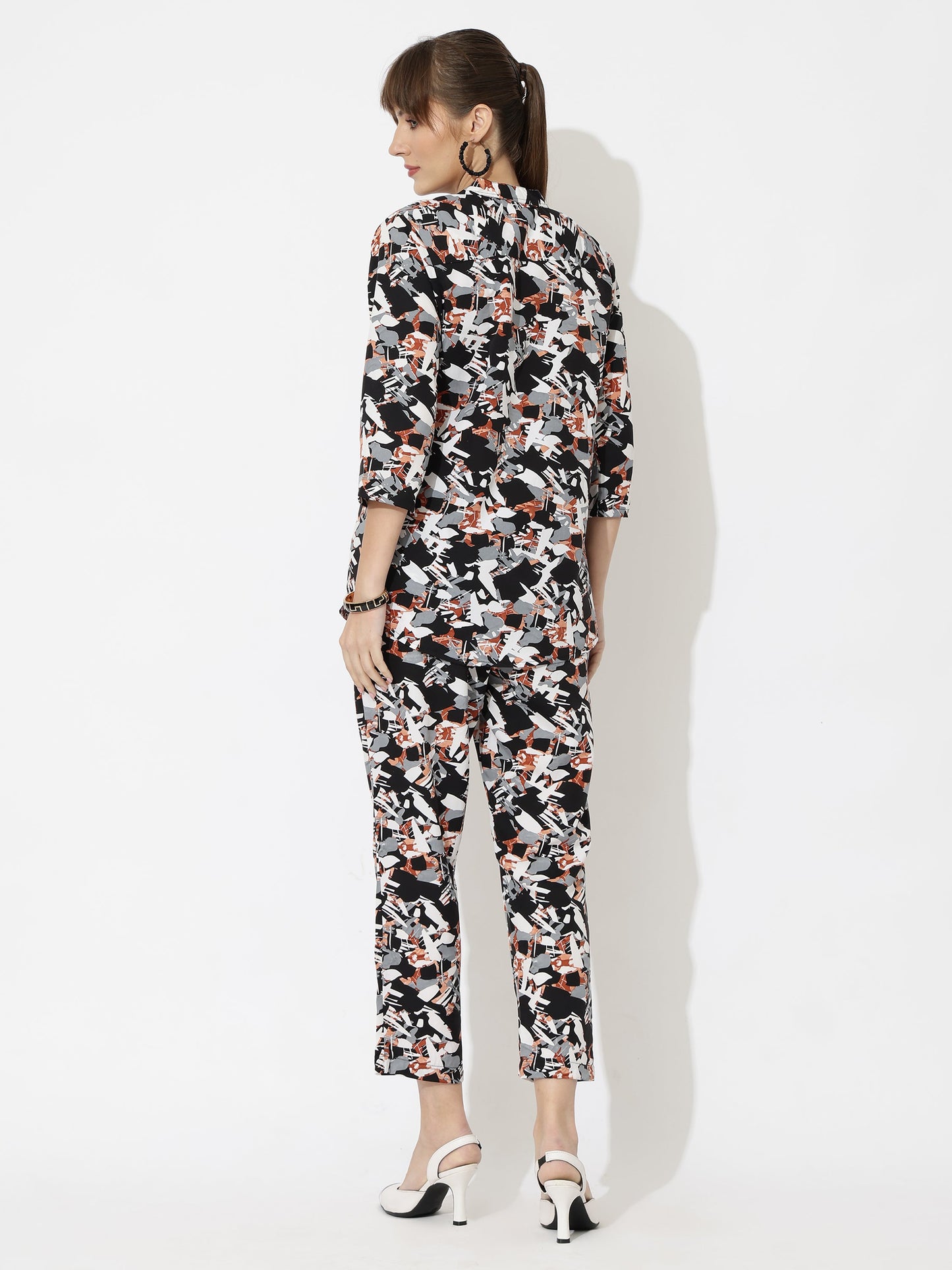 Printed Co-Ord Set for Women - Stylish & Comfortable, Latest Fashion Two-Piece Outfit(Grey Brown)