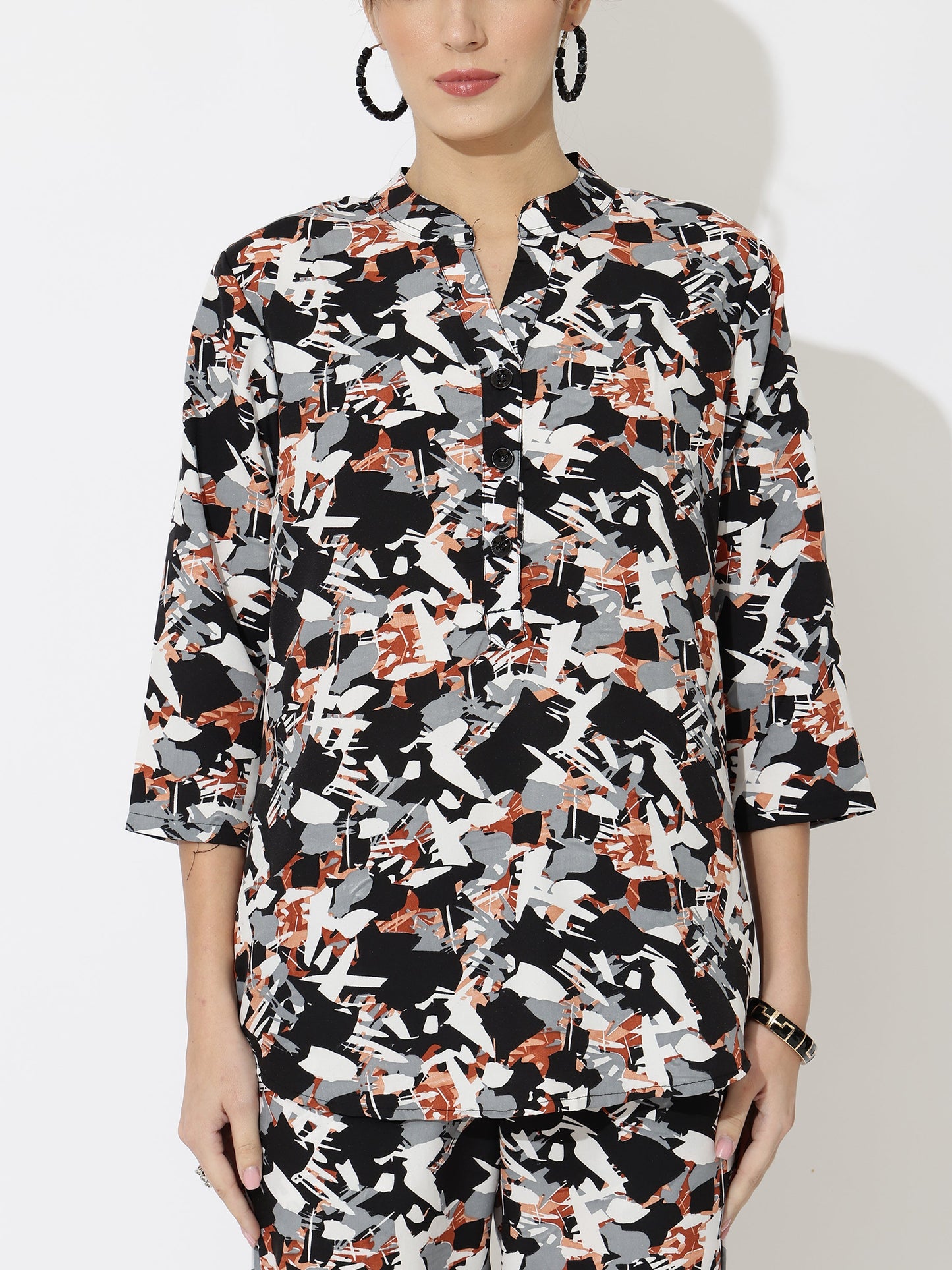 Printed Co-Ord Set for Women - Stylish & Comfortable, Latest Fashion Two-Piece Outfit(Grey Brown)