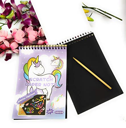 Kids Stationery Magic Notebook Sketch Scratch Paper Note Drawing Educational Book+Wooden Pencil (Pack of 2)