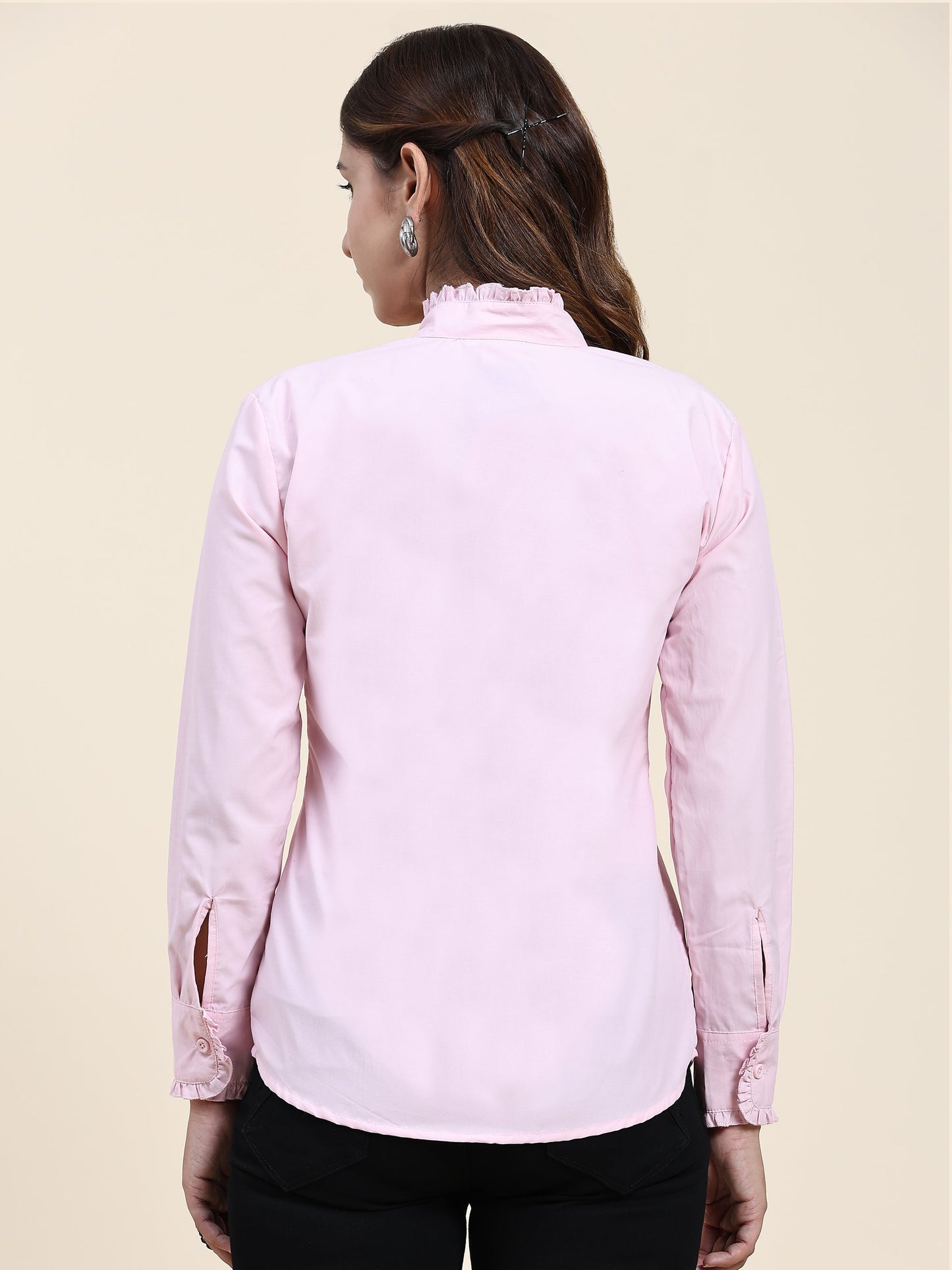 ANUSHIL Women's Cotton Shirts : Comfortable and Fashionable with Gathered Neck and Sleeves, Pink