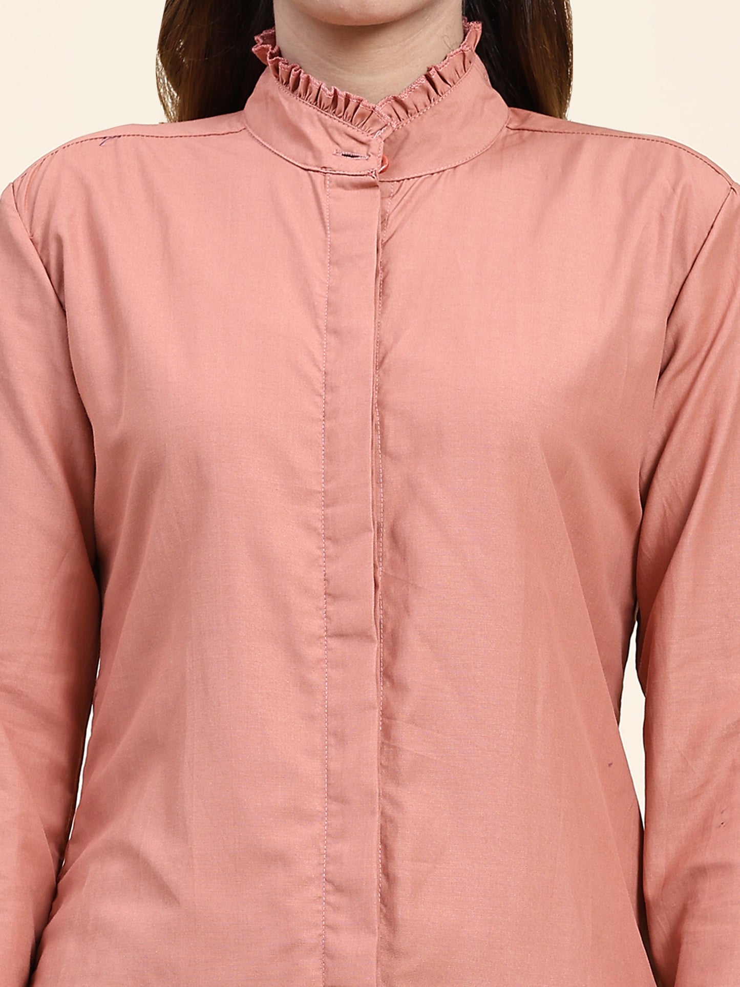 ANUSHIL Women's Cotton Shirts : Comfortable and Fashionable with Gathered Neck and Sleeves, Brown