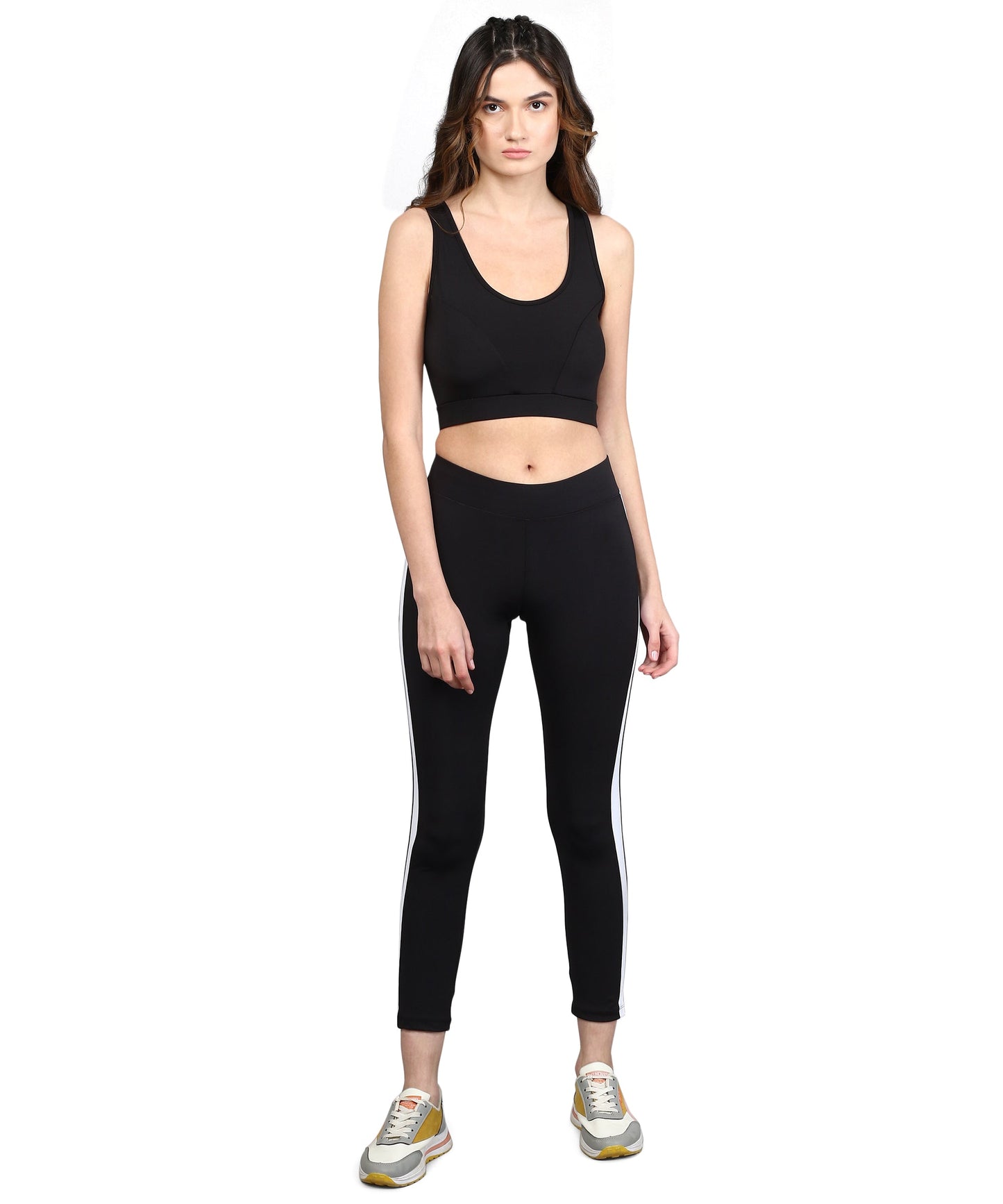 ANUSHIL Women Solid Cotton 4 Way Strechable Non Wired Sports Bra (Black)