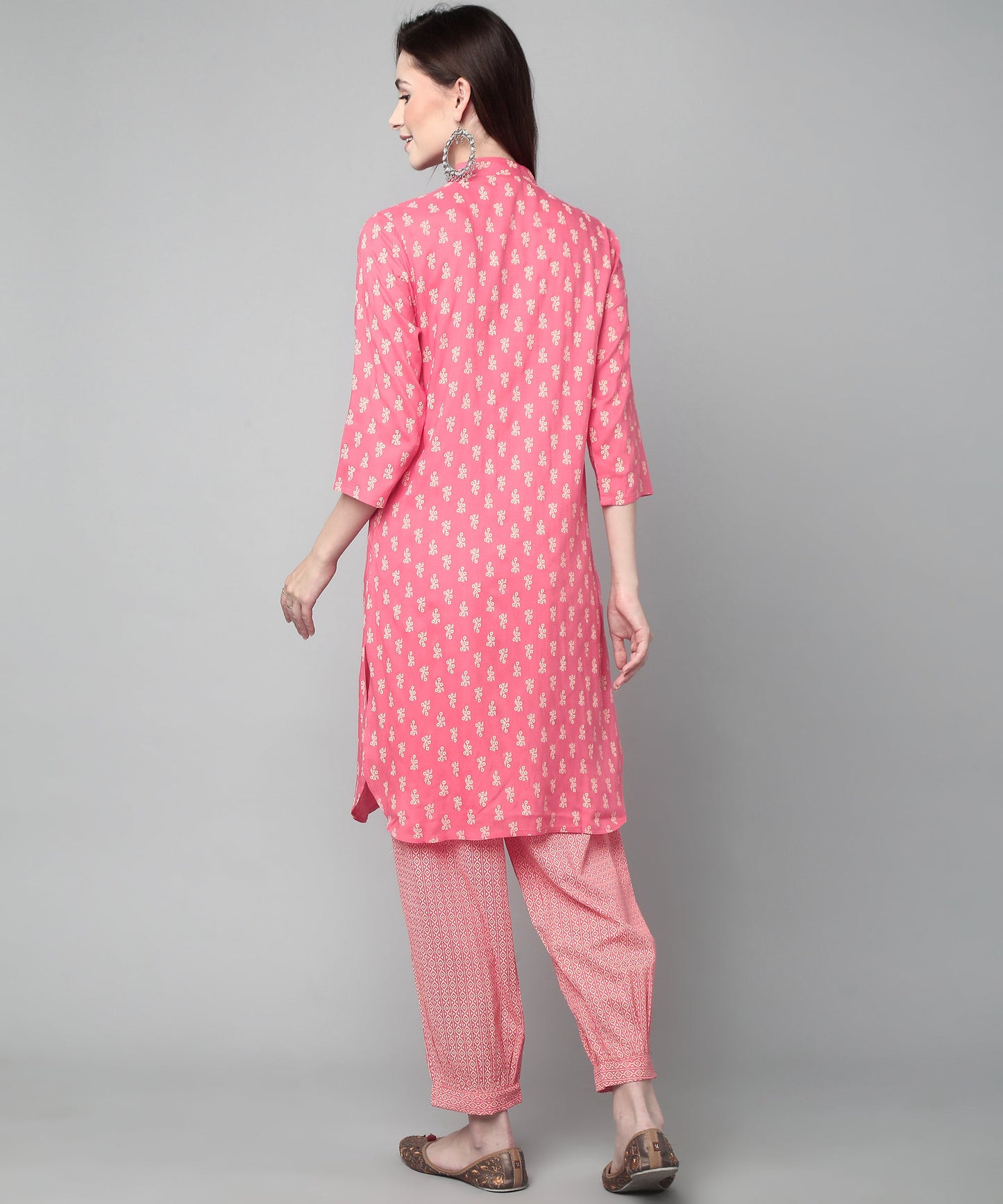 Printed Cotton Rayon Patiala Set, Pink