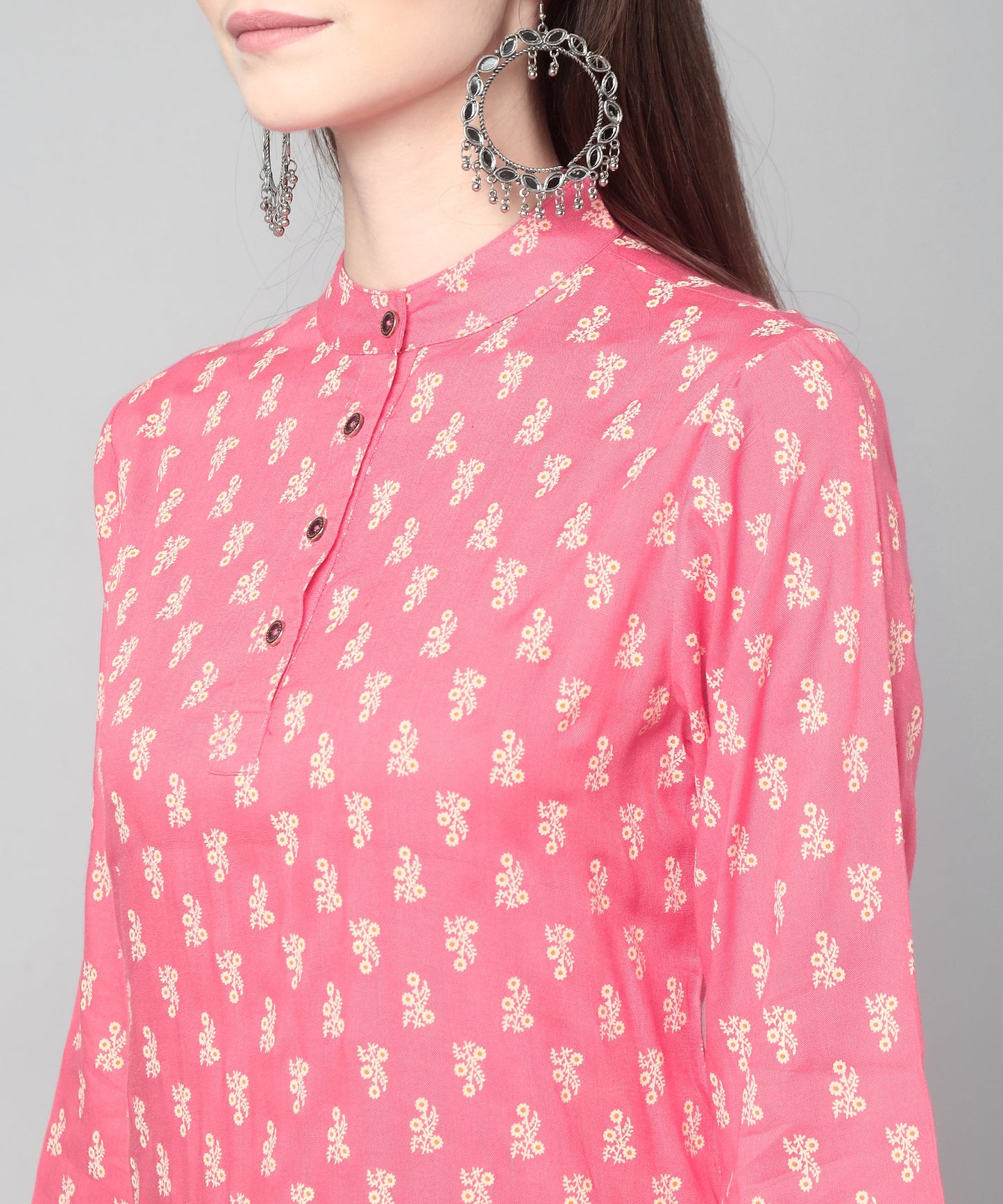 Printed Cotton Rayon Patiala Set, Pink