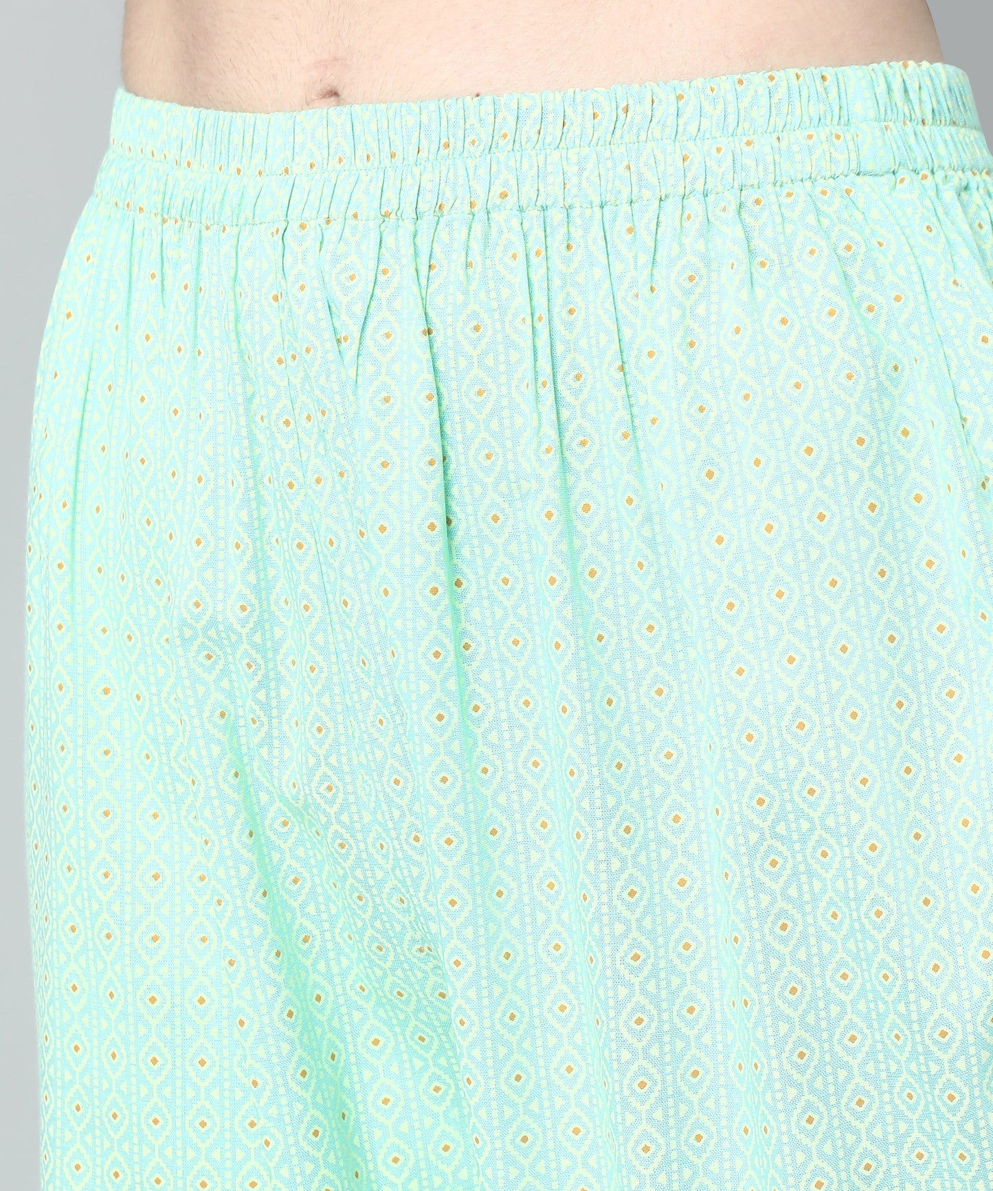 Printed Cotton Rayon Patiala Set, Blue