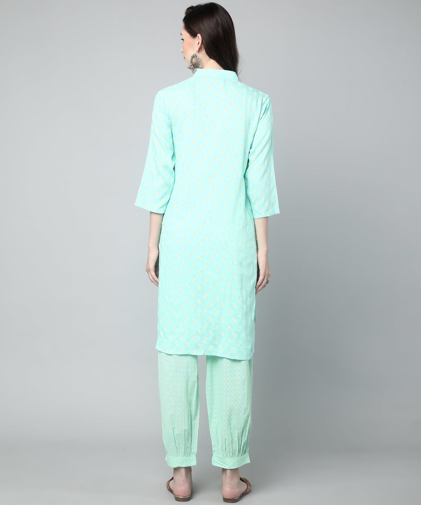 Printed Cotton Rayon Patiala Set, Blue