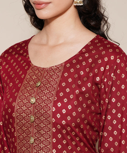 Anushil Anarkali Kurta Set with Dupatta Red