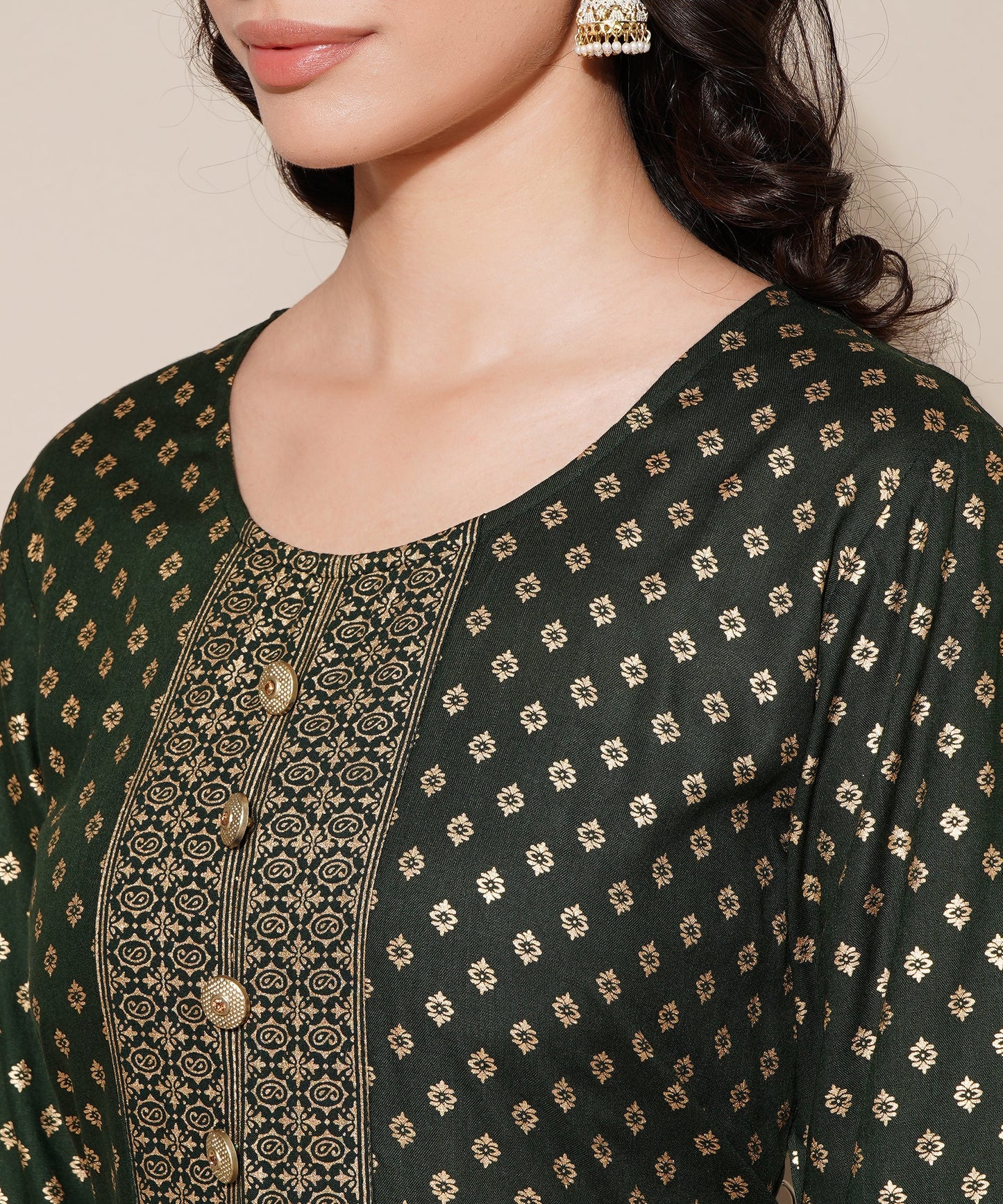 Anushil Anarkali Kurta Set with Dupatta Green