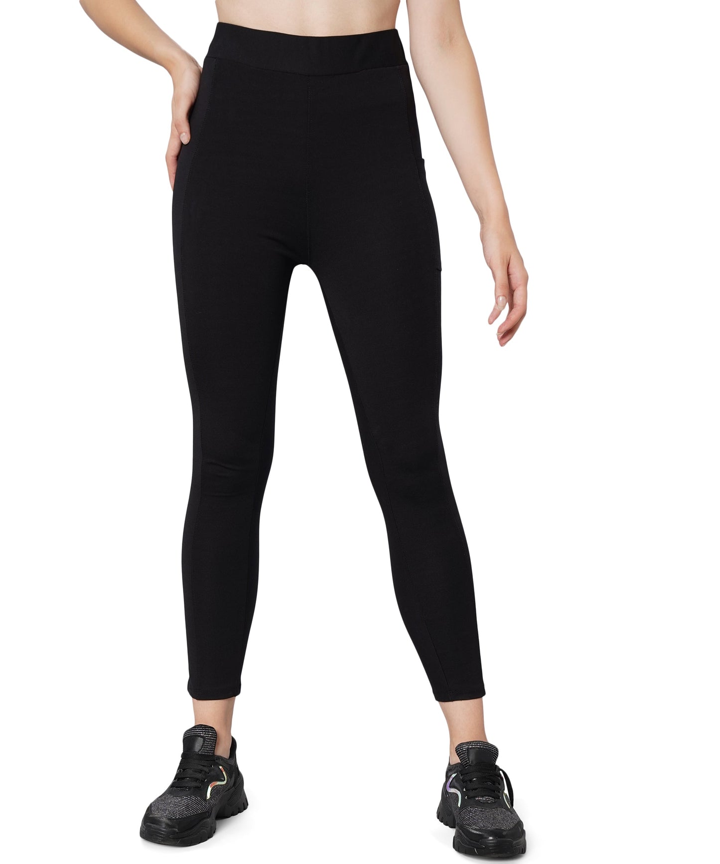 Ultimate Stretchable Jeggings with Pocket-Super-High Waisted Jeggings Yogapants Ankle Length(Black)