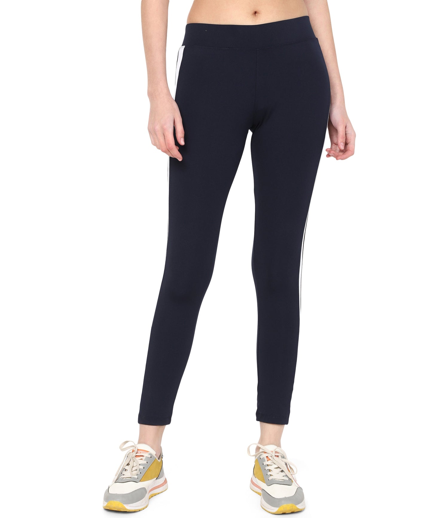 Ultimate Stretchable Jeggings with Stripe Design-Super-High Waisted Jeggings Yogapants Ankle Length(Blue)