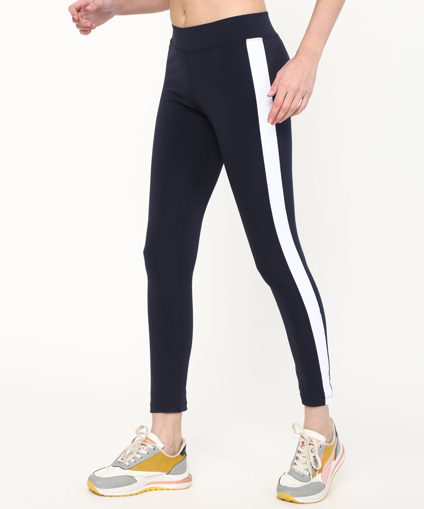 Ultimate Stretchable Jeggings with Stripe Design-Super-High Waisted Jeggings Yogapants Ankle Length(Blue)