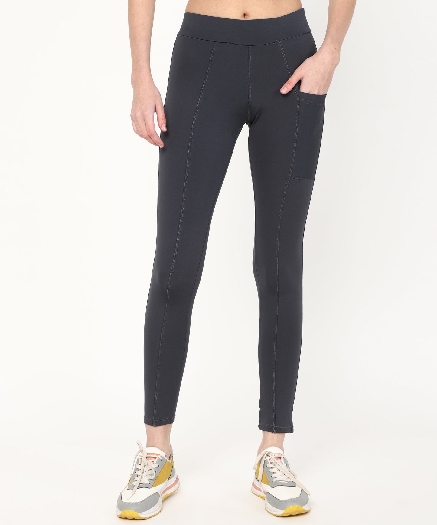 Ultimate Stretchable Jeggings with Pocket-Super-High Waisted Jeggings Yogapants Ankle Length(Grey)