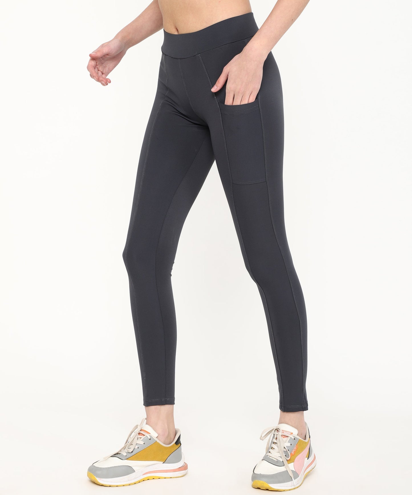 Ultimate Stretchable Jeggings with Pocket-Super-High Waisted Jeggings Yogapants Ankle Length(Grey)