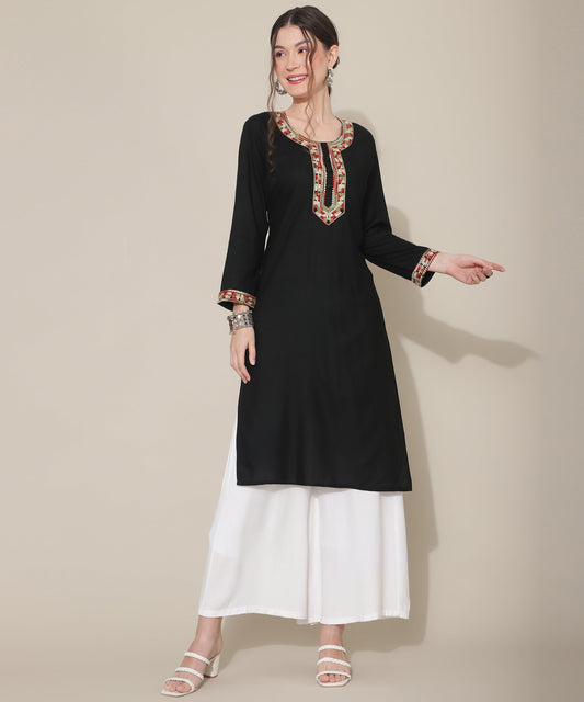 Stunning Embroidered Kurtas: Elevate Your Style with Exquisite Designs(Black)