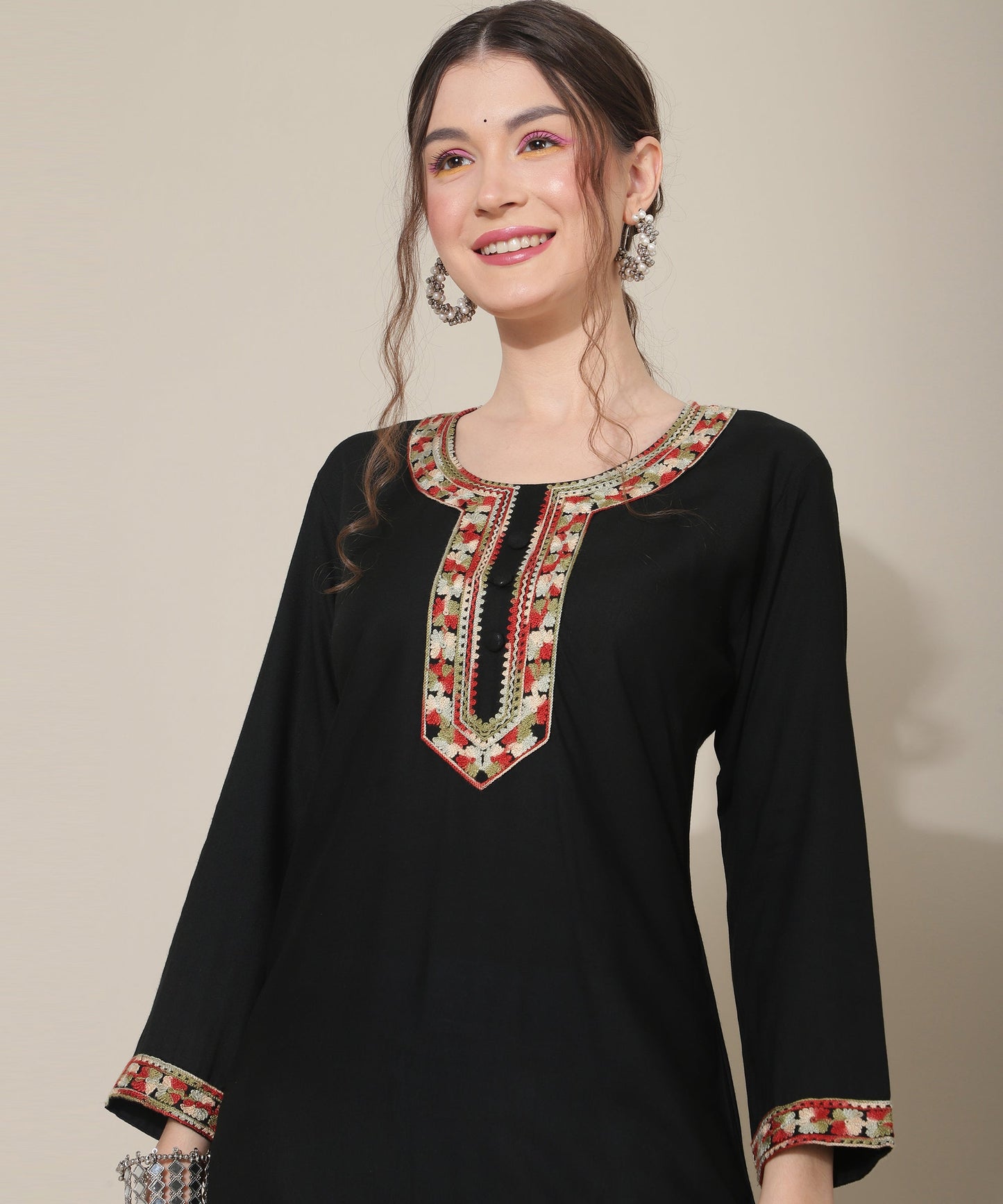 Stunning Embroidered Kurtas: Elevate Your Style with Exquisite Designs(Black)
