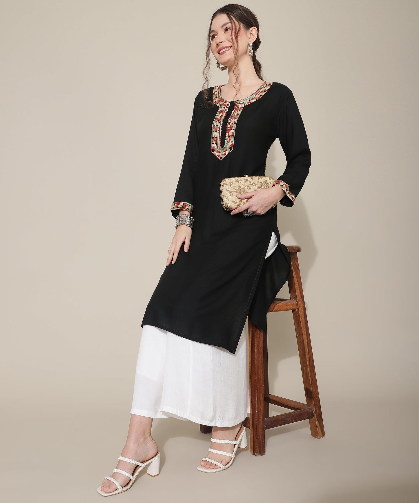 Stunning Embroidered Kurtas: Elevate Your Style with Exquisite Designs(Black)