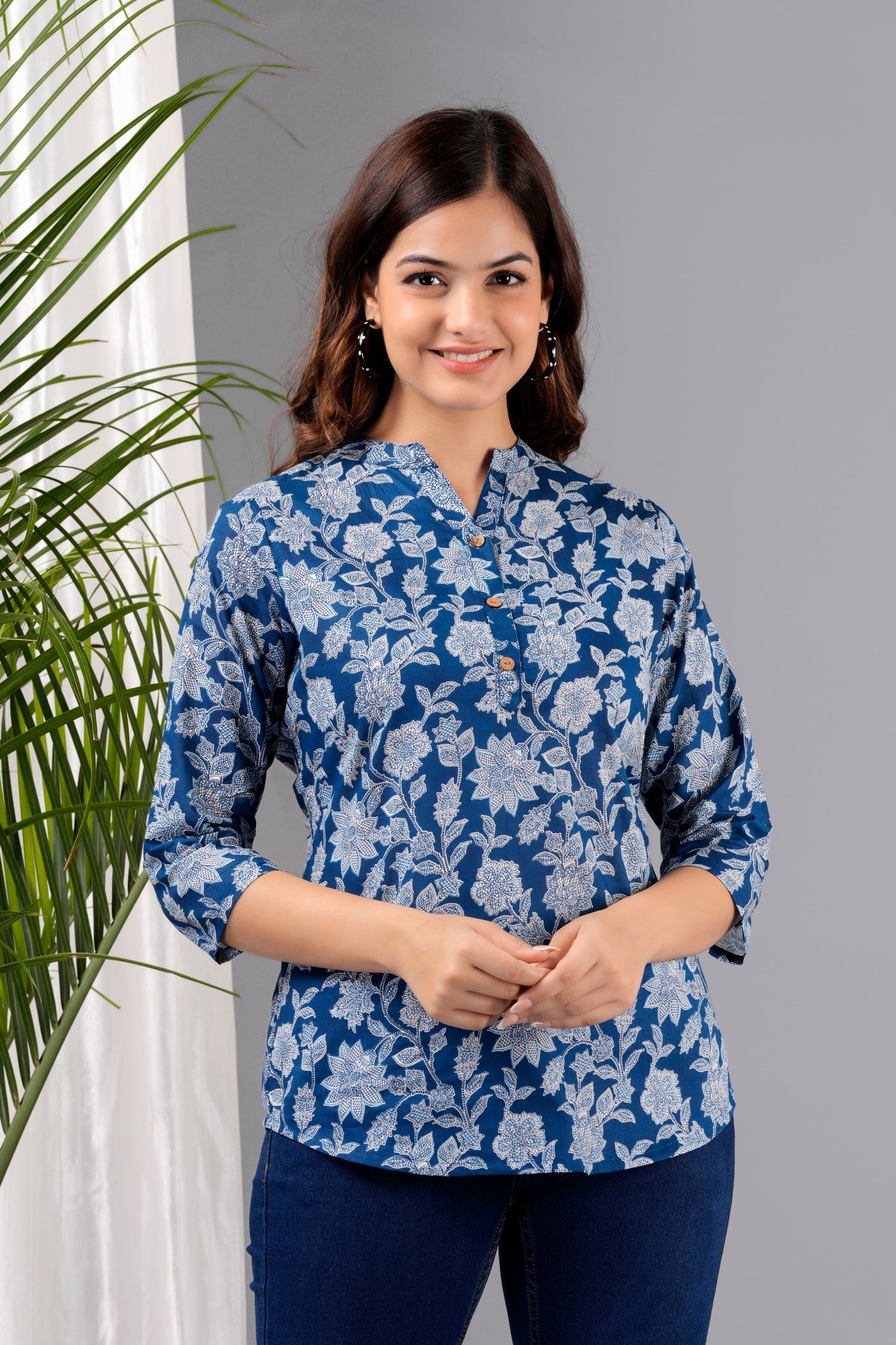 Women's Kurti & Tops| Stylish, Latest Cotton Kurti, Top Collection(Blue Indigo)