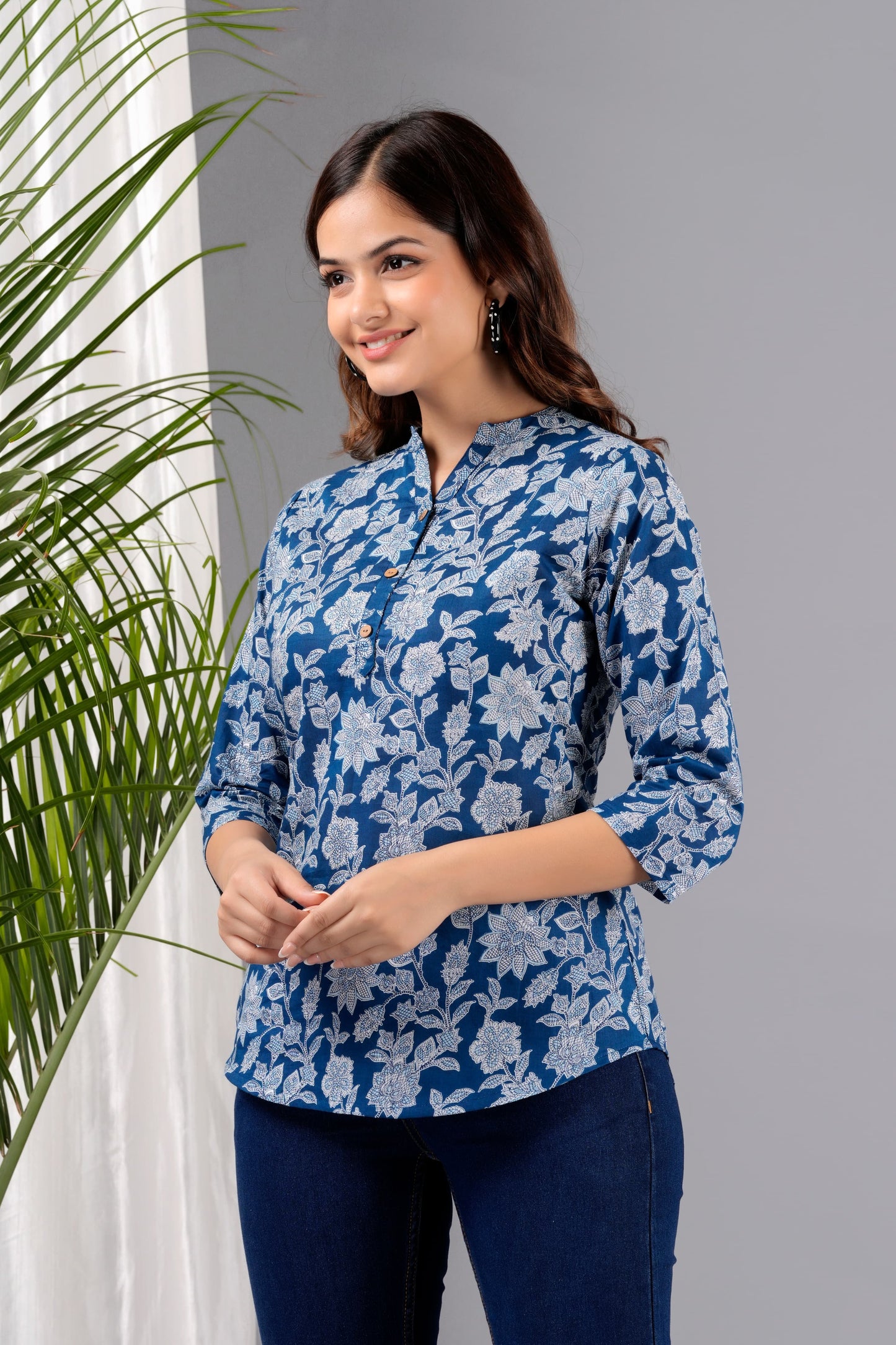 Women's Kurti & Tops| Stylish, Latest Cotton Kurti, Top Collection(Blue Indigo)