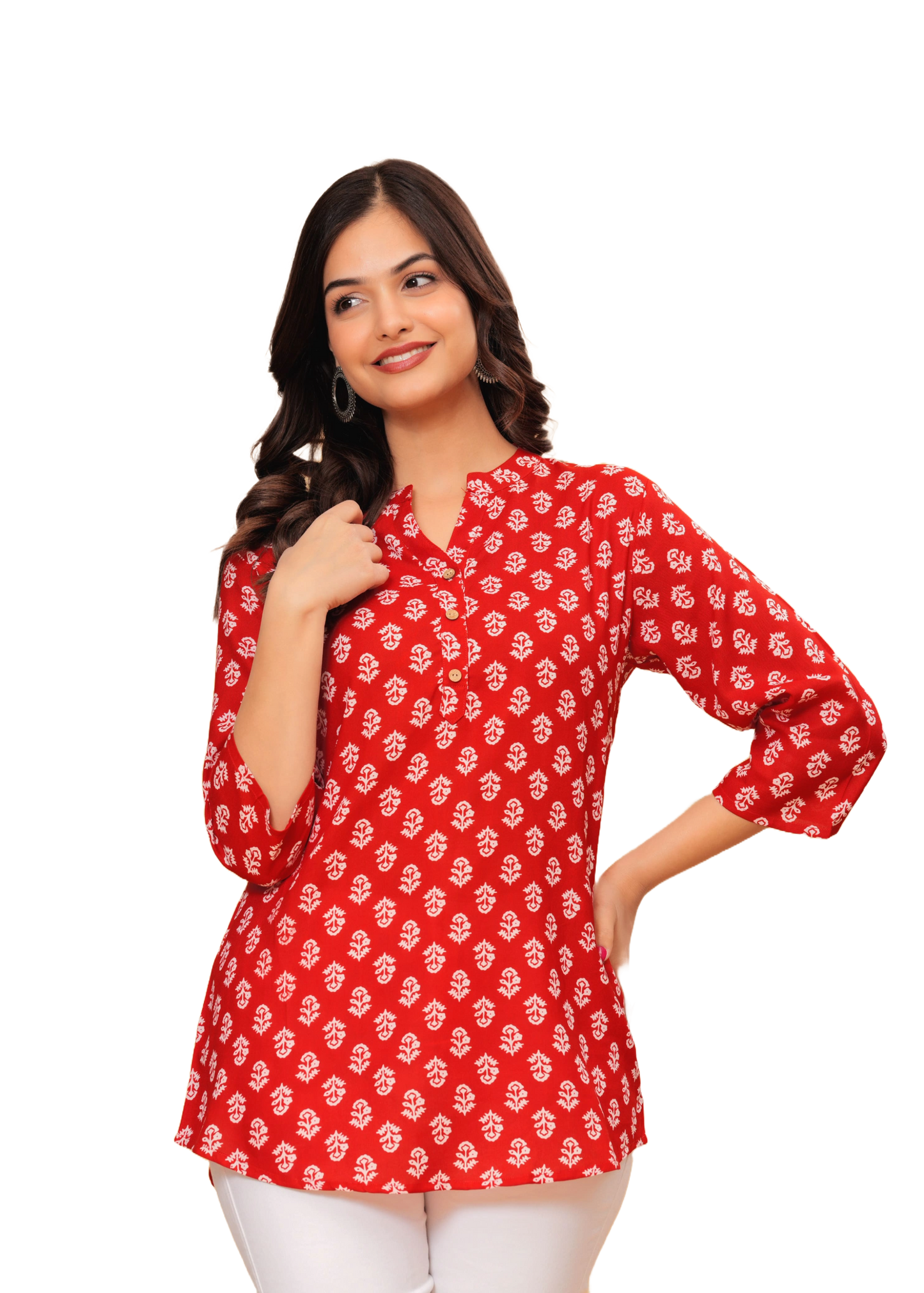 Women's Kurti & Tops| Stylish, Latest Cotton Kurti, Top Collection(Red)